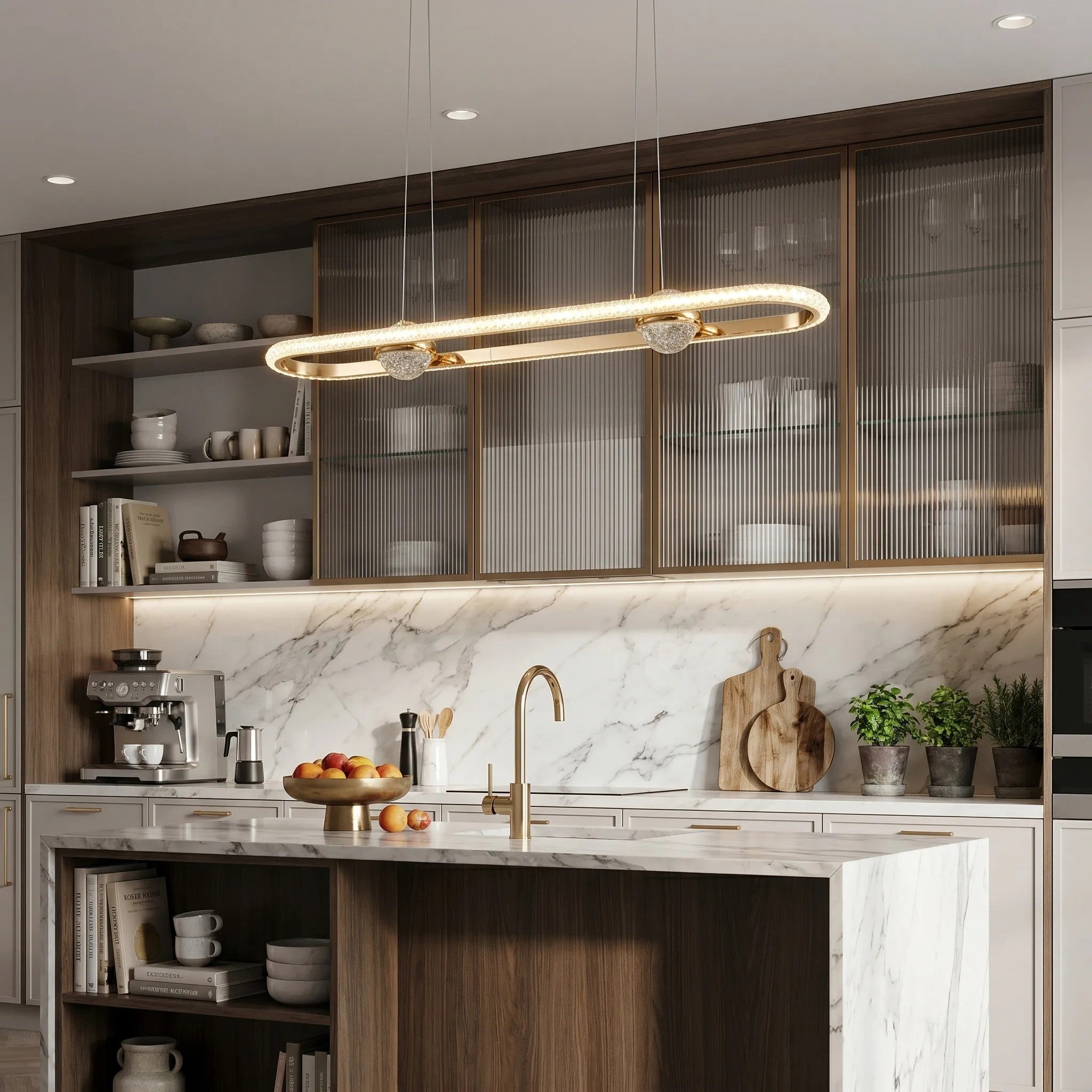 LAMPA SUFITOWA WISZĄCA LED G159-CP ZŁOTA 3