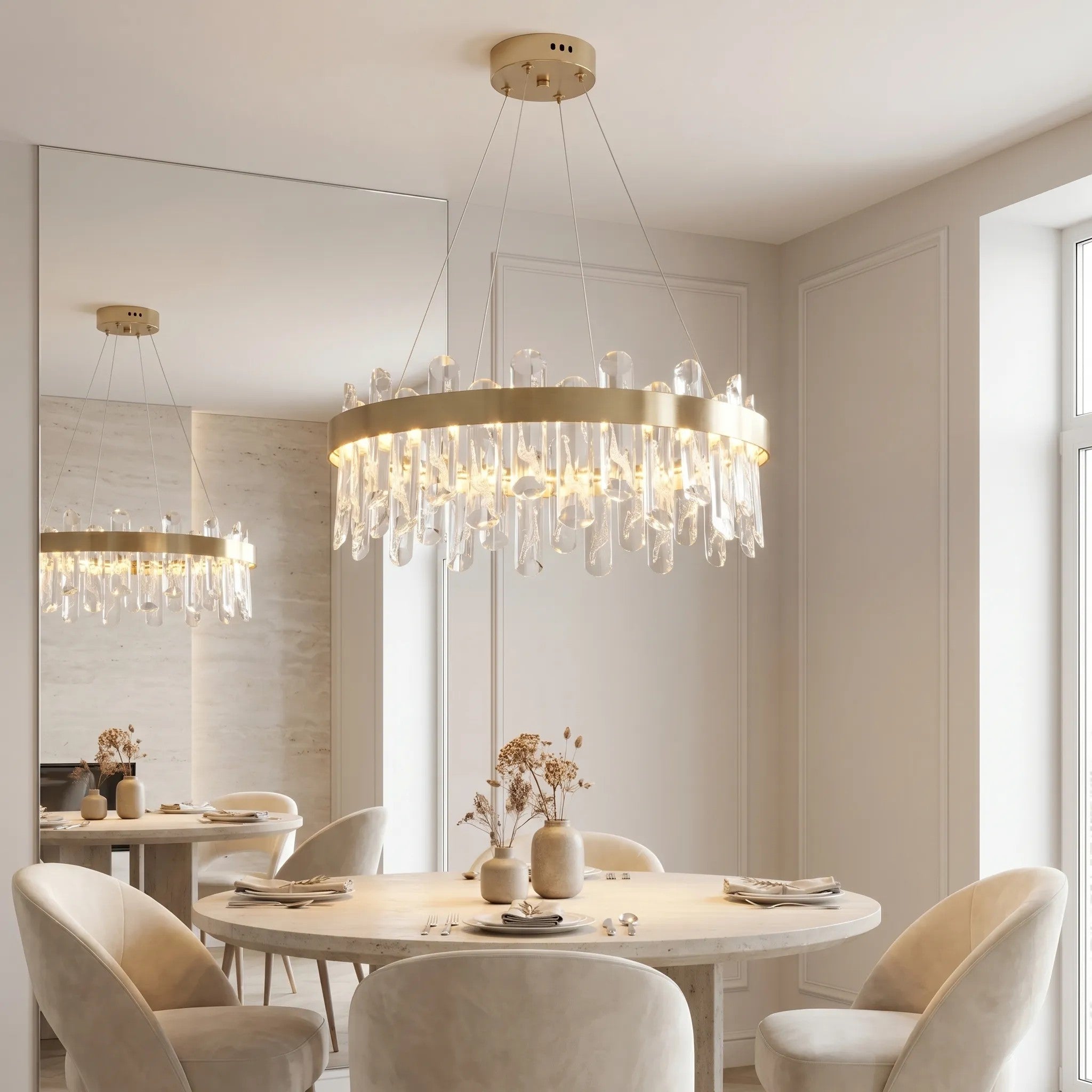 Lampa Wisząca LED Z Kryształami SWE074-1CP 50cm Złoto Szczotkowane 3