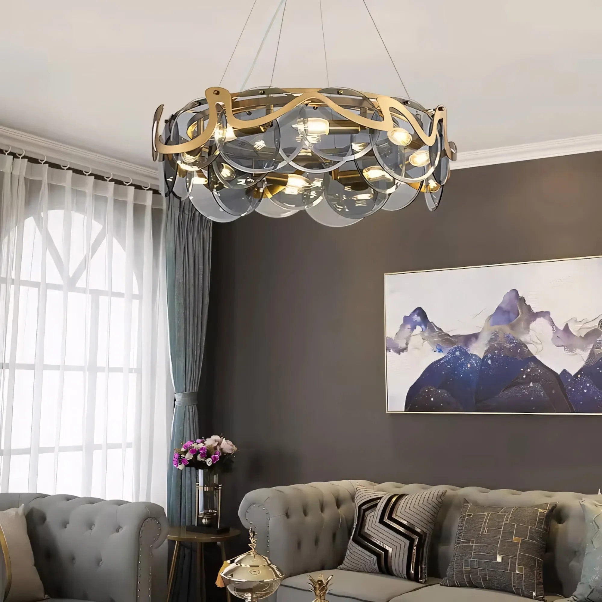 Lampa Sufitowa Wisząca APP1545-8CP Złota Szczotkowana 3