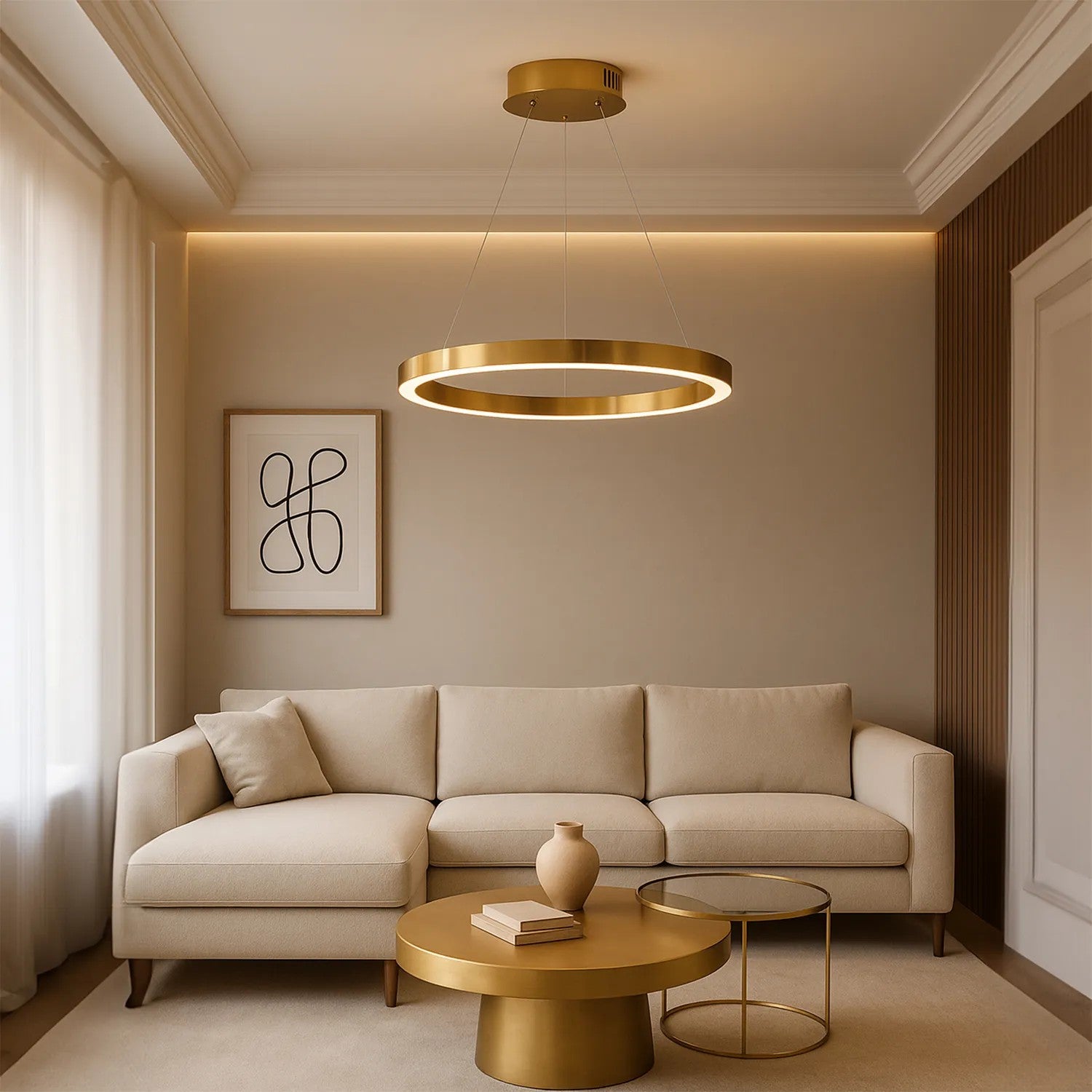 LAMPA WISZĄCA LED LHJ051-CP1 C ZŁOTA SZCZOTKOWANA 3
