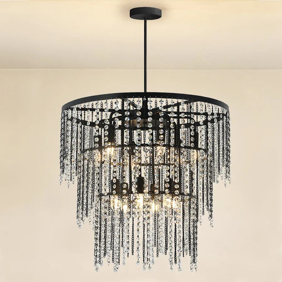 Lampa Kryształowa Wisząca APP1314-CP Czarna 3