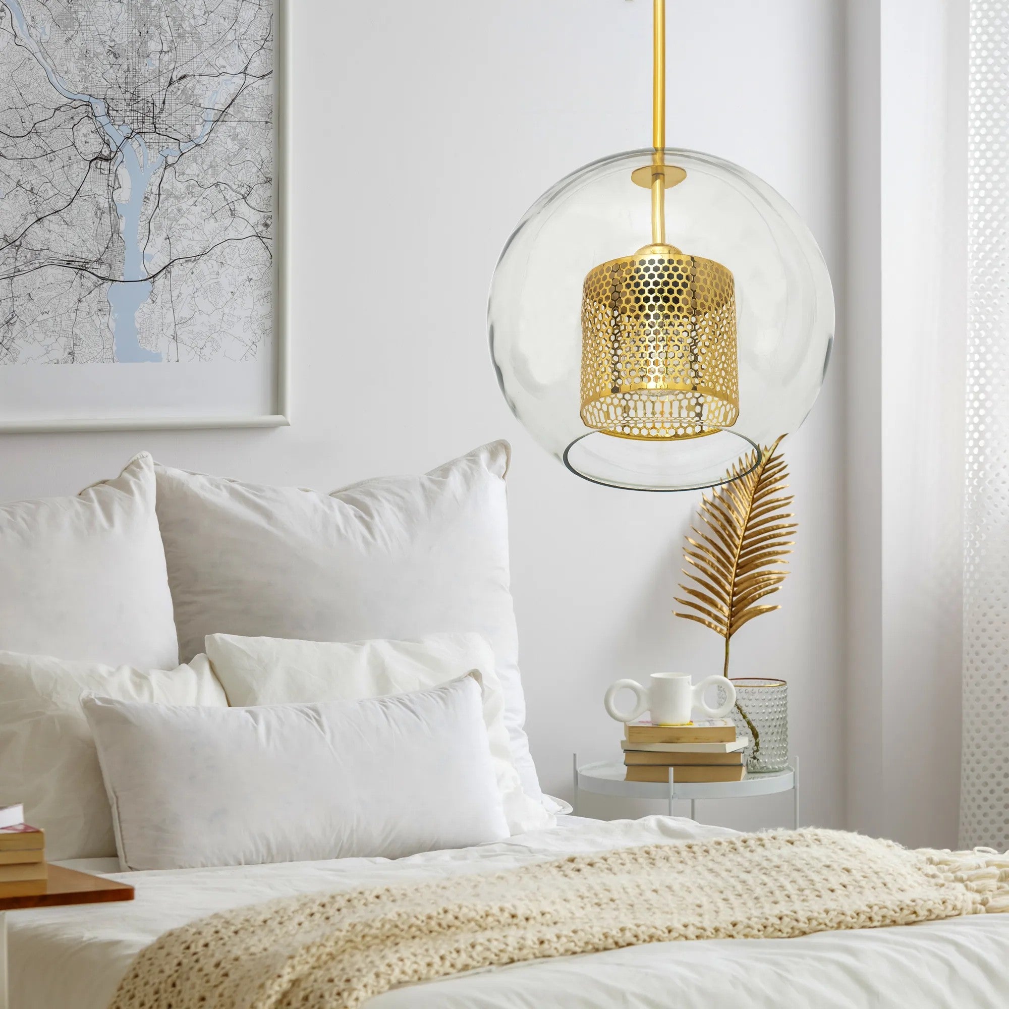 Lampa Wisząca Szklana Loft APP556-1CP 30cm Złota 3