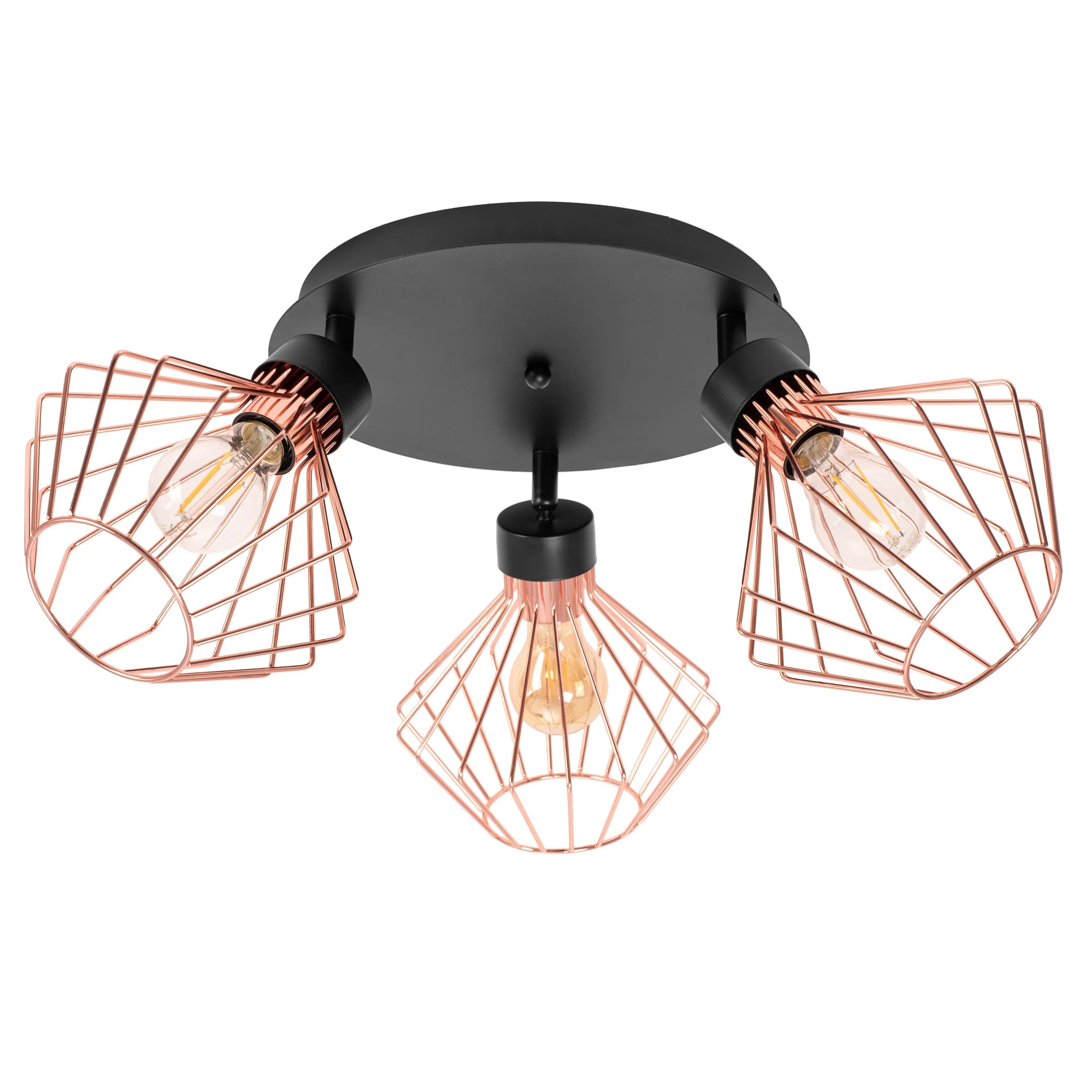 Lampa Potrójna Metalowa Loft Plafon APP536-3C Różowe Złoto 3