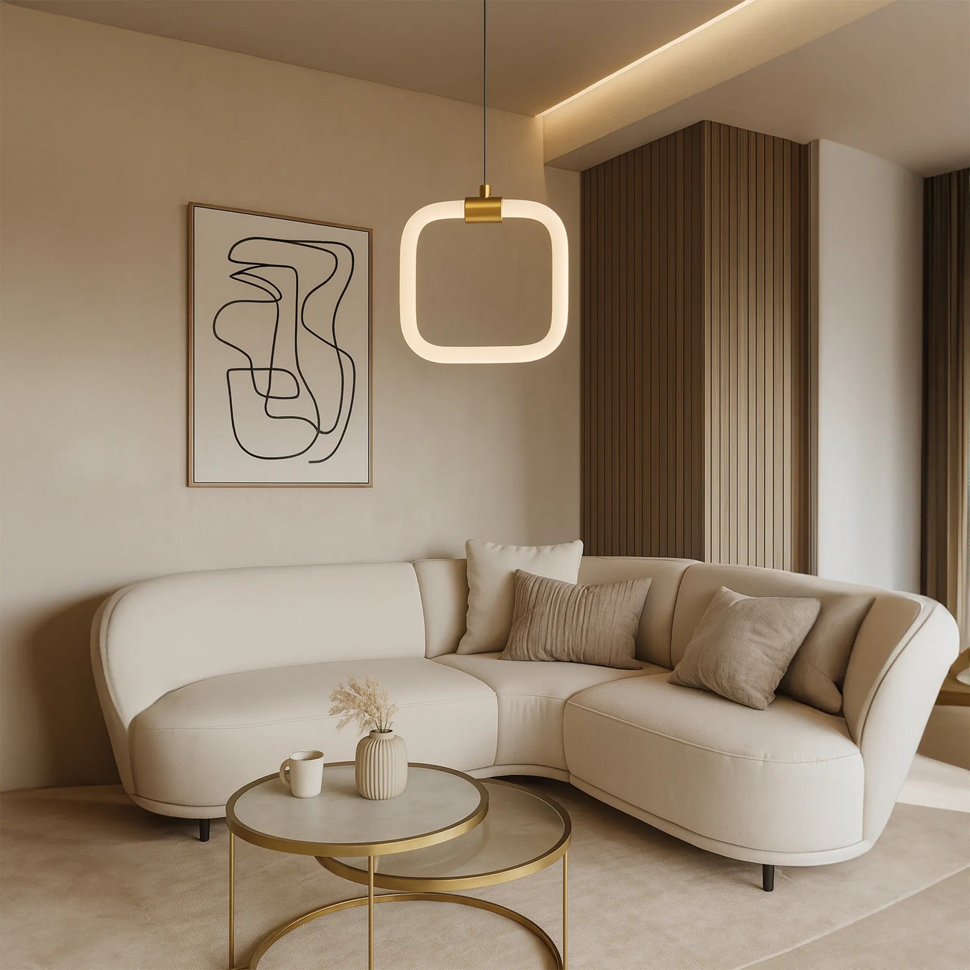 LAMPA SUFITOWA WISZĄCA LED LHJ057-CP1 ZŁOTA SZCZOTKOWANA 3
