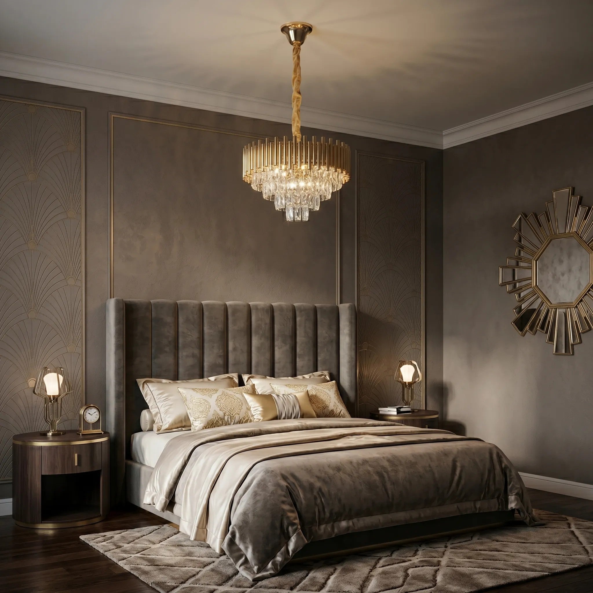 Lampa Wisząca Z Kryształami SWE103-CP Złota 3