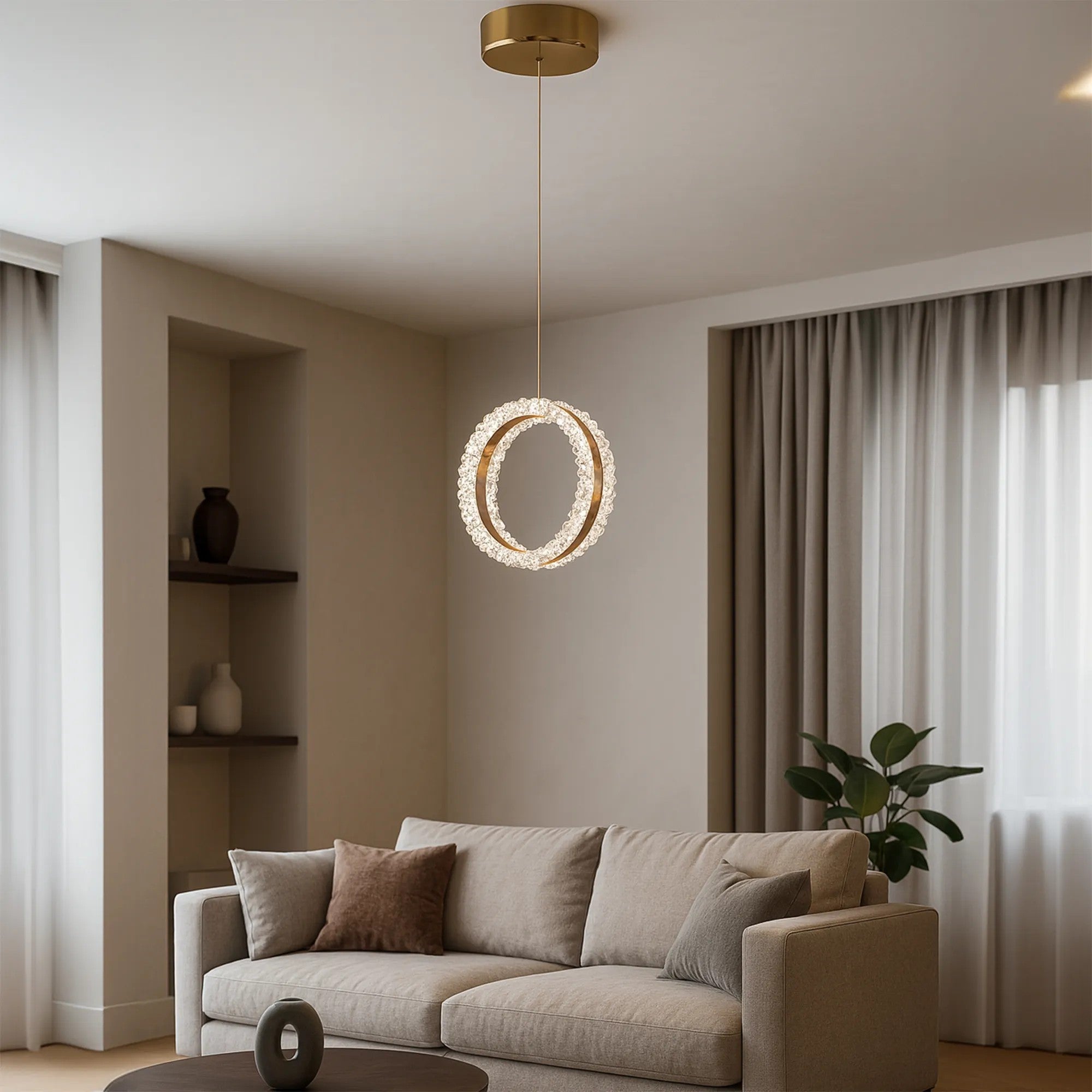LAMPA SUFITOWA WISZĄCA LED LHJ098-CP ZŁOTA 3