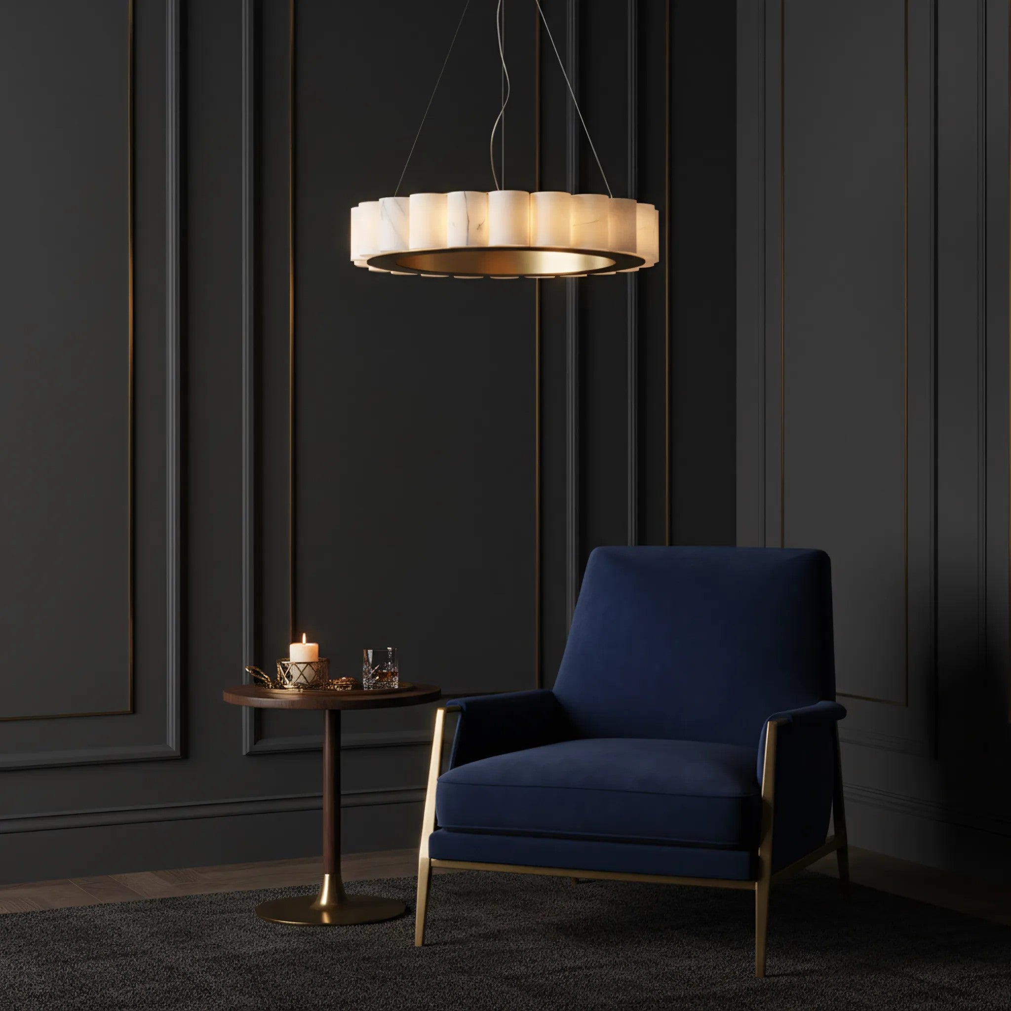 LAMPA SUFITOWA WISZĄCA LED APP1801-CP Brush Gold 3