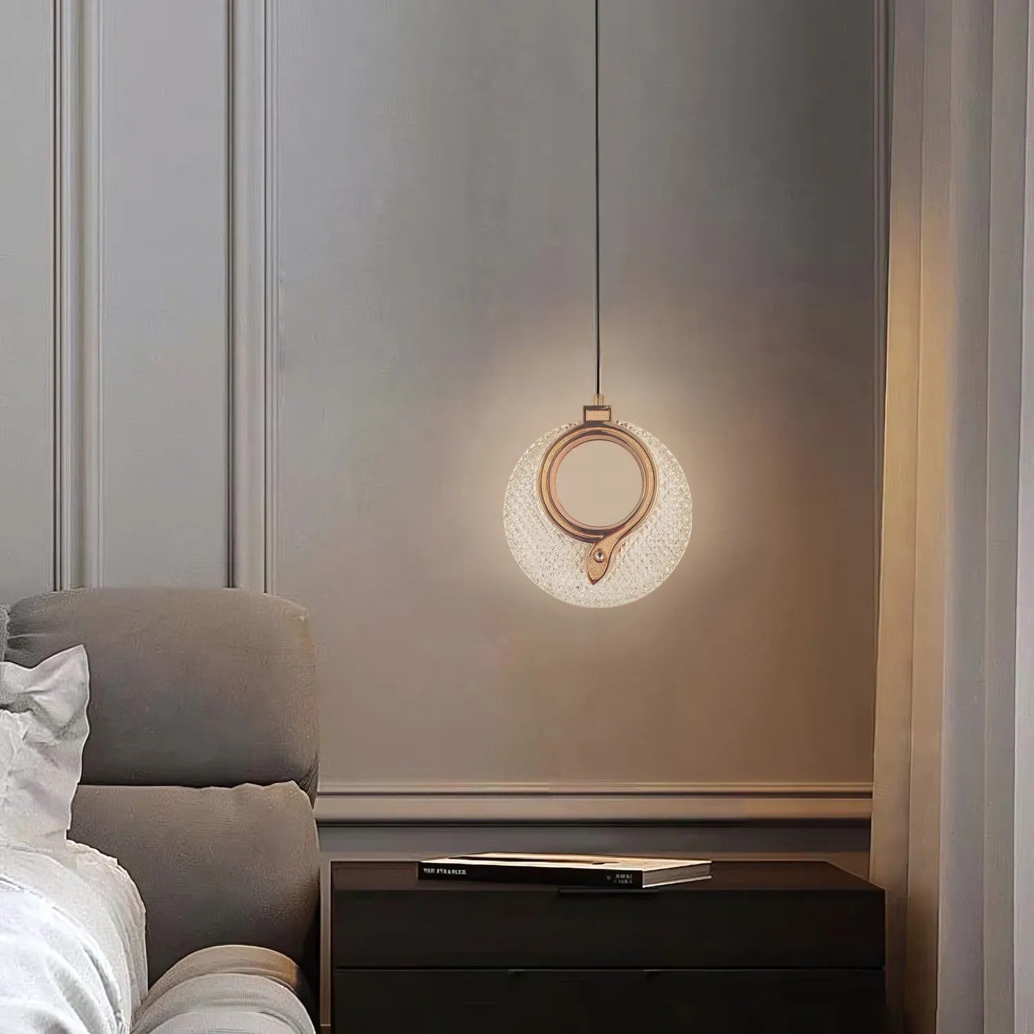 LAMPA WISZĄCA KRYSZTAŁOWA LED LHJ110-1CP JASNE RÓŻOWE ZŁOTO 3