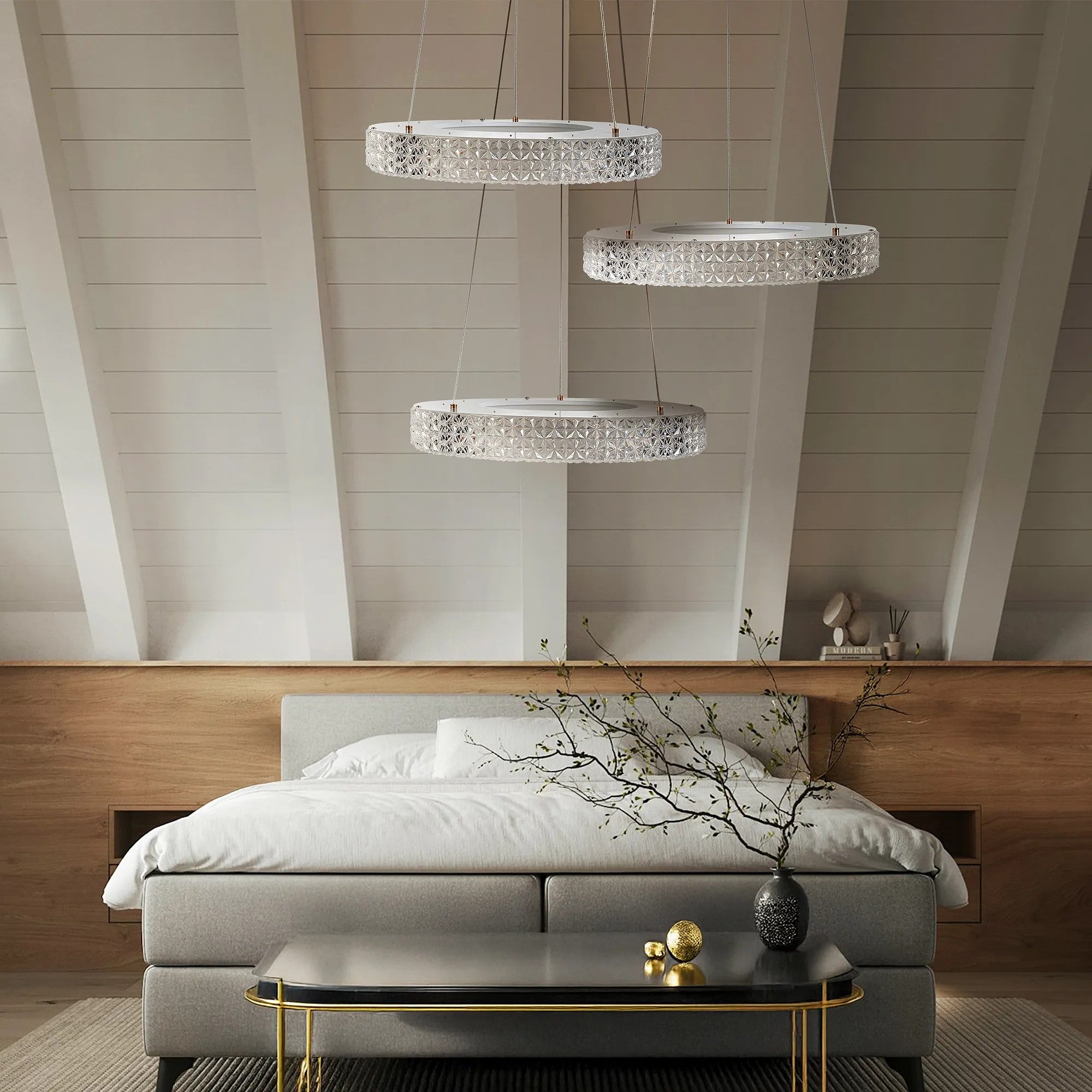 LAMPA WISZĄCA LED MS001-CP Różowe Złoto 40cm 3