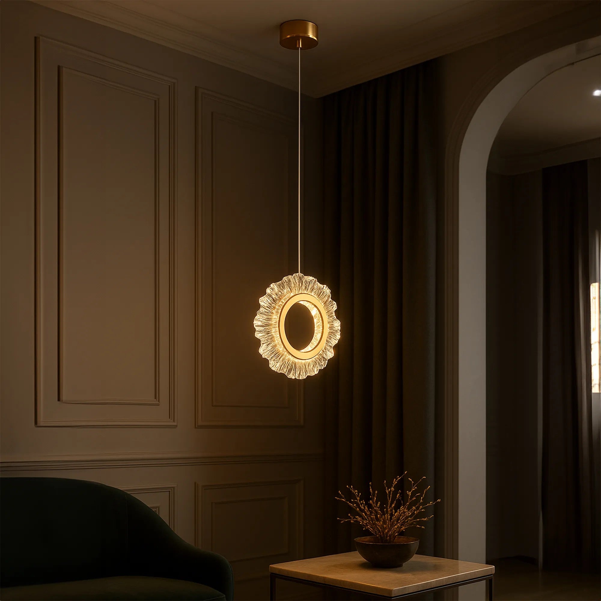 LAMPA SUFITOWA WISZĄCA LED LHJ102-1CP ZŁOTA 3