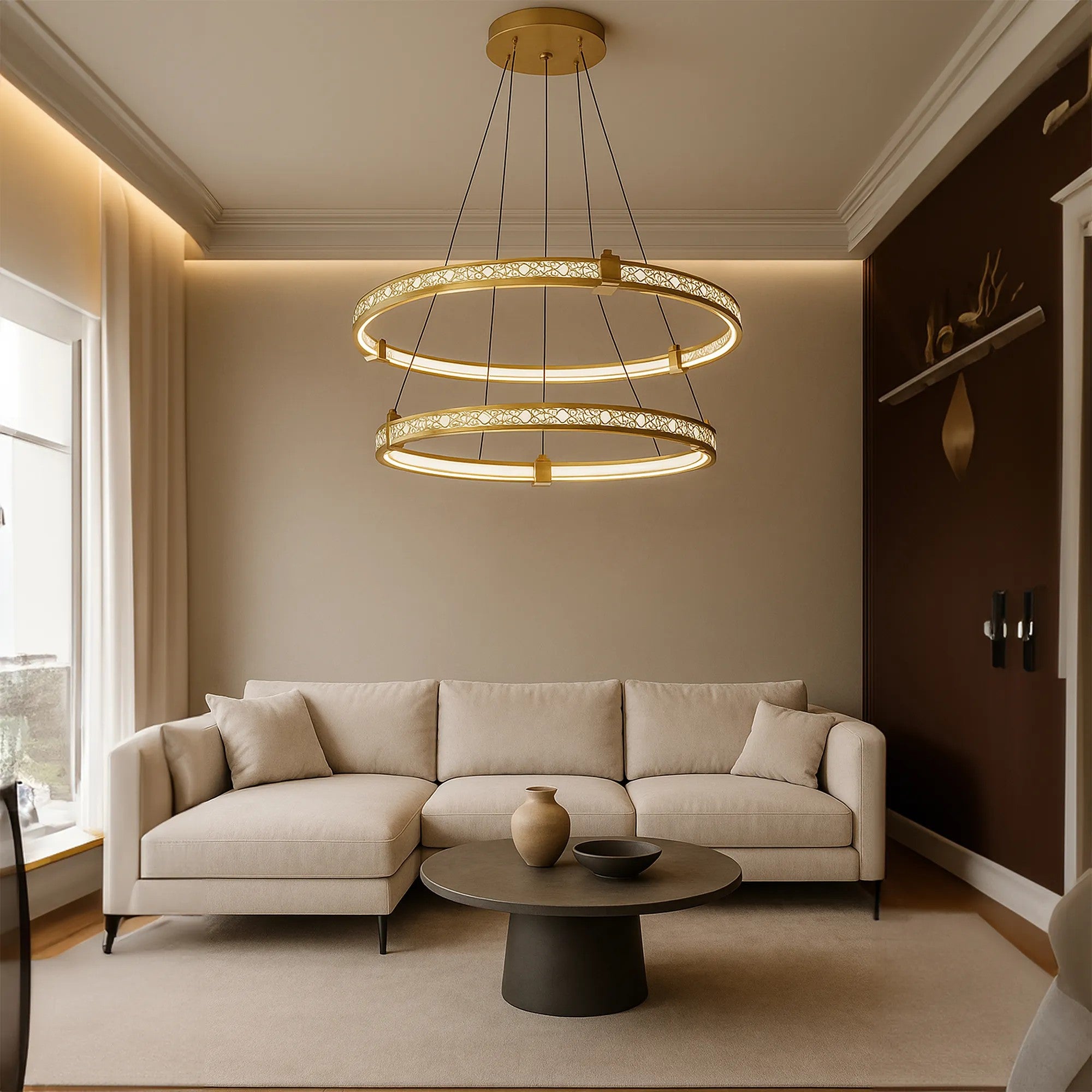 LAMPA WISZĄCA LED LHJ037-CP2 ZŁOTA 3