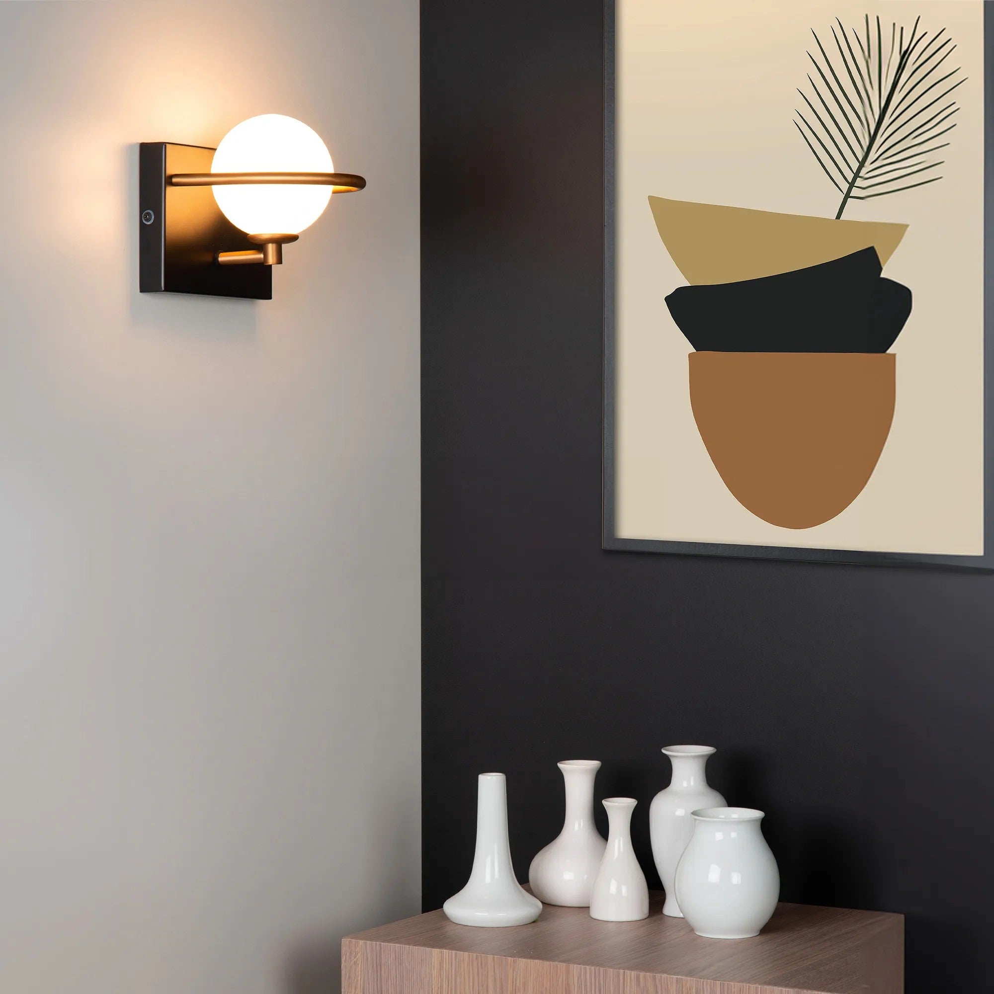 LAMPA ŚCIENNA KINKIET APP1300-1W Czarno Złota 3