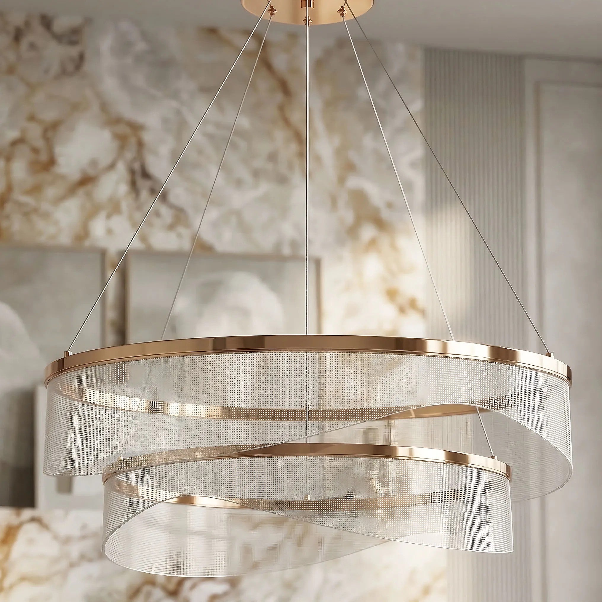 LAMPA SUFITOWA WISZĄCA G146-2CP ZŁOTA 3