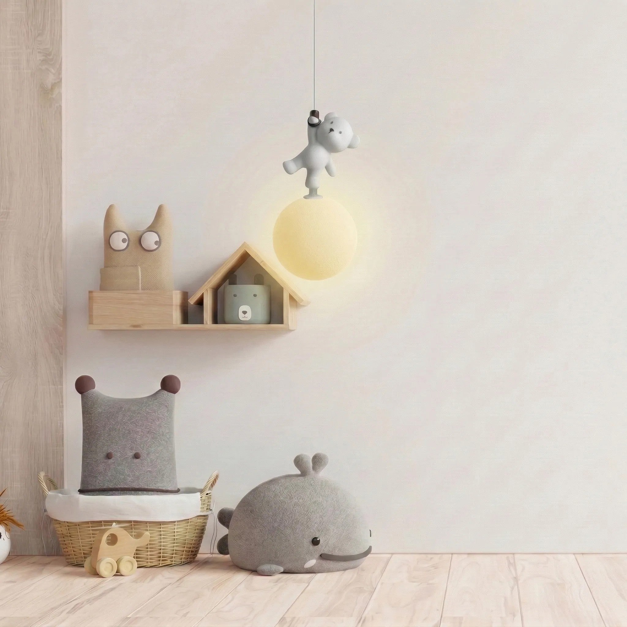 LAMPA SUFITOWA WISZĄCA MIŚ STOJĄCY NA KSIĘŻYCU G166-1CP 3