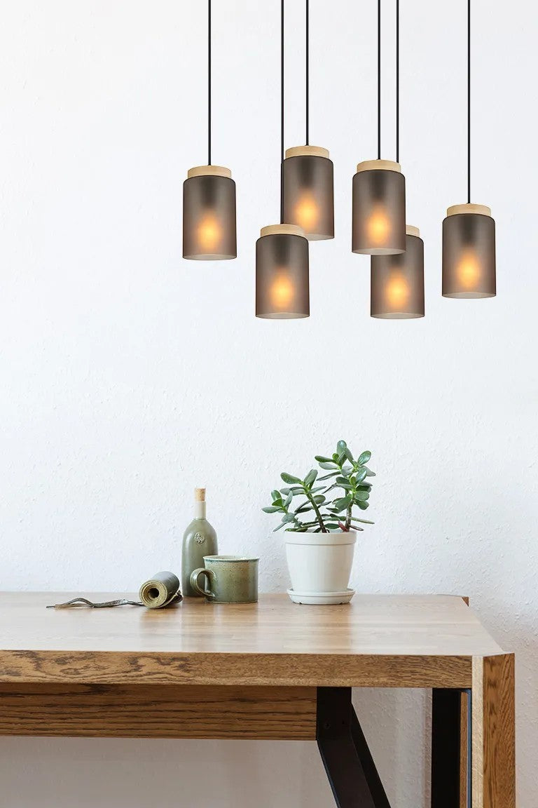 LAMPA SUFITOWA WISZĄCA APP1813-6CP Frosted Grey 3
