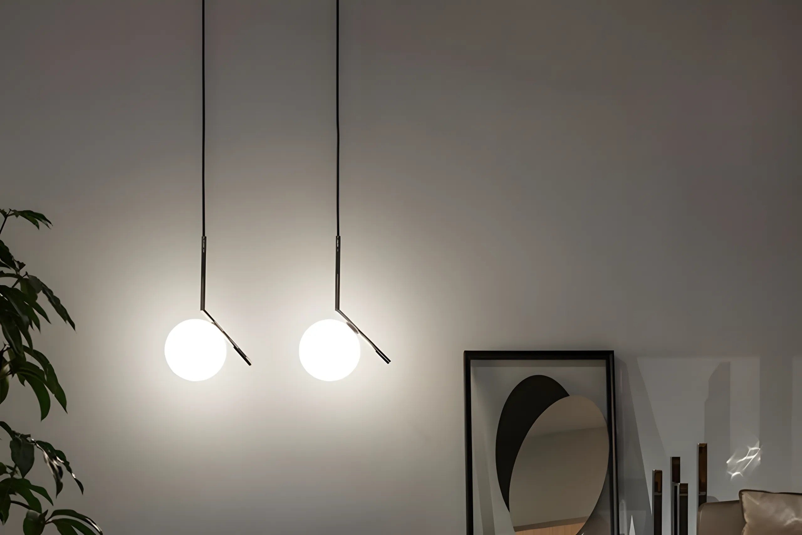 Lampa Sufitowa Wisząca Szklana Kula G107-1W Czarna Biała 3