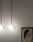 Lampa Sufitowa Wisząca Szklana Kula G107-1W Czarna Biała 3