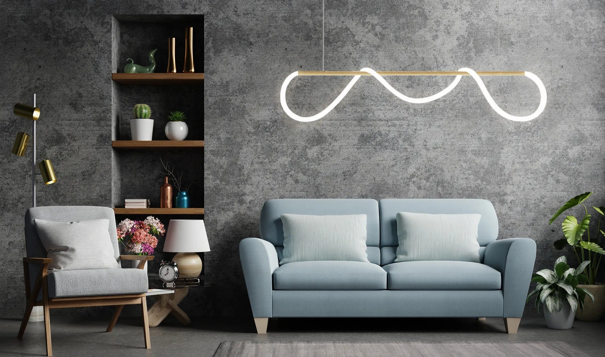 Lampa Sufitowa LED APP854-CP Long Złota 3