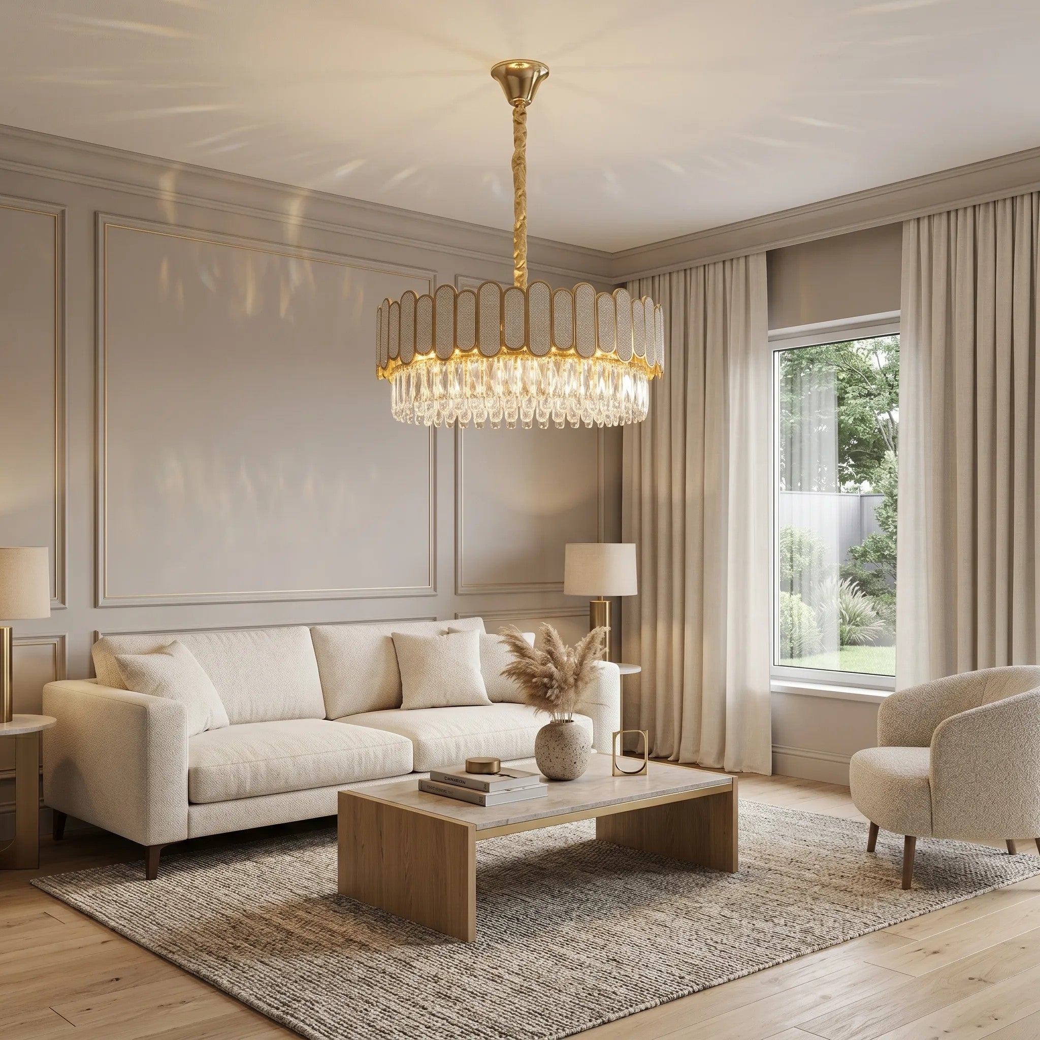 Lampa Wisząca Z Kryształami SWE107-CP 50cm Złota 3