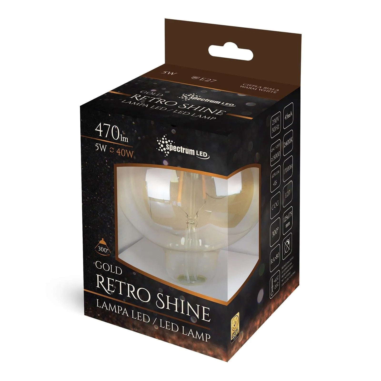 Żarówka LED Ozdobna Ciepła E-27 230V 5W Edison 14461 3