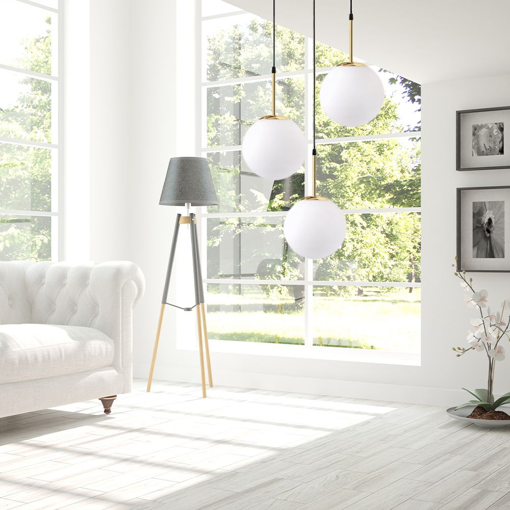 Lampa Wisząca Szklana Kula Mleczna APP656-3CPR Złota