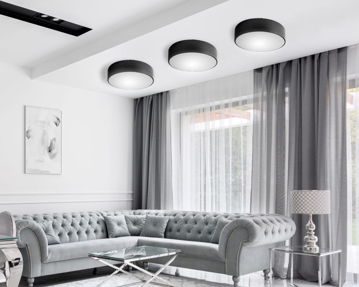 Lampa Plafon 40cm Okrągła Sufitowa app642-3c Czarna