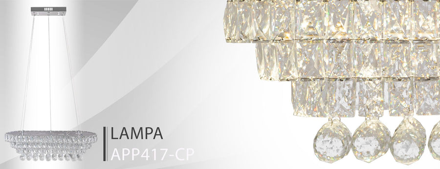 Lampa Sufitowa Wisząca Kryształowa  LED 102W pilot APP417-CP