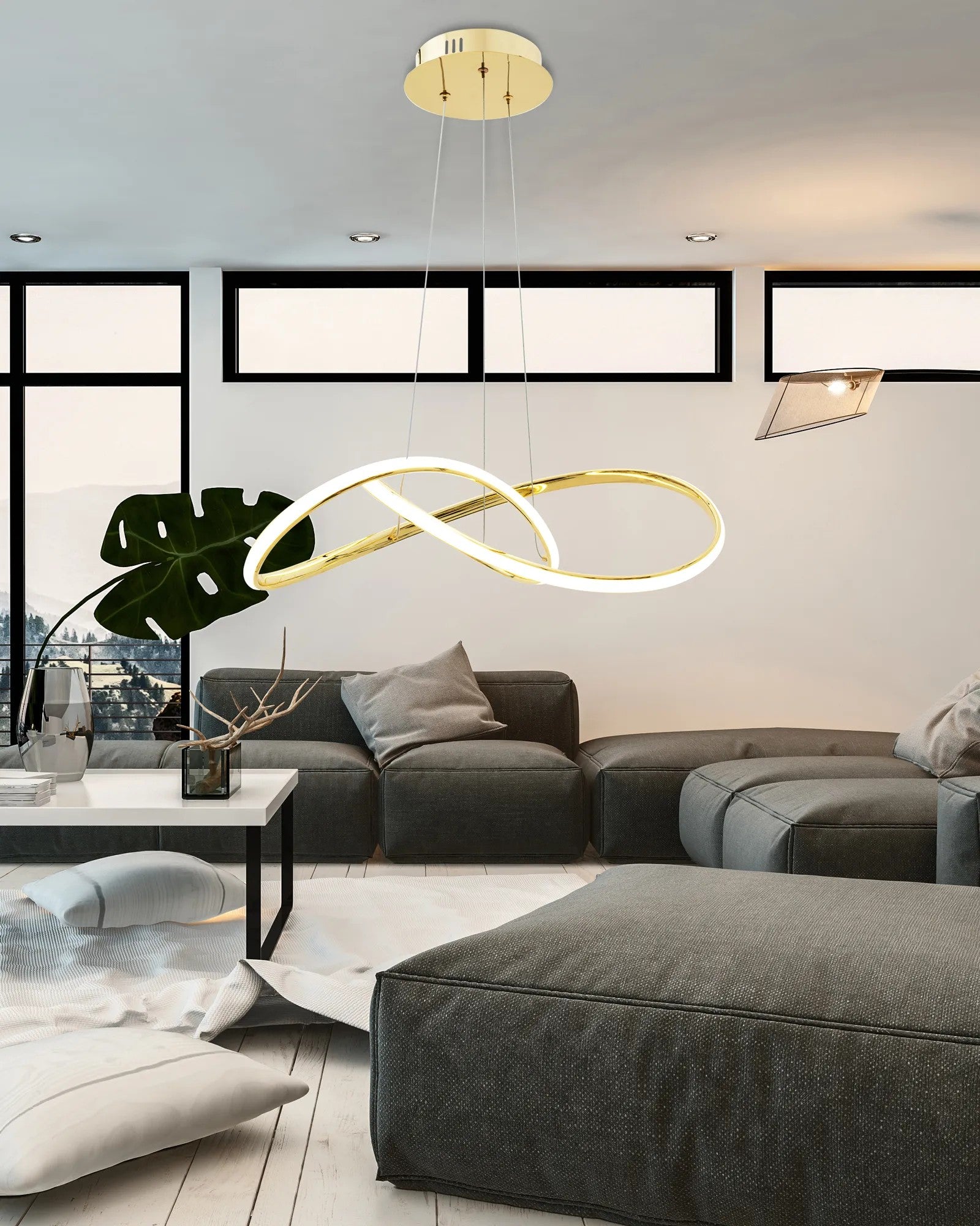 Lampa Sufitowa Wisząca Ring Nowoczesna LED + Pilot APP394-CP Złota 4