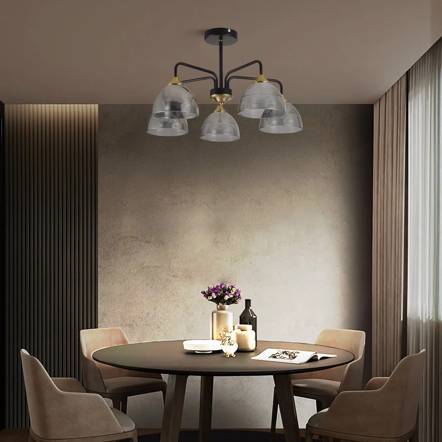 LAMPA SUFITOWA WISZĄCA G085-5C Czarna Lustrzana 4