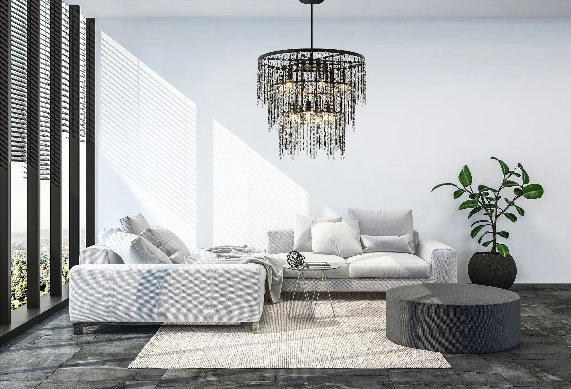 Lampa Kryształowa Wisząca APP1314-CP Czarna 4