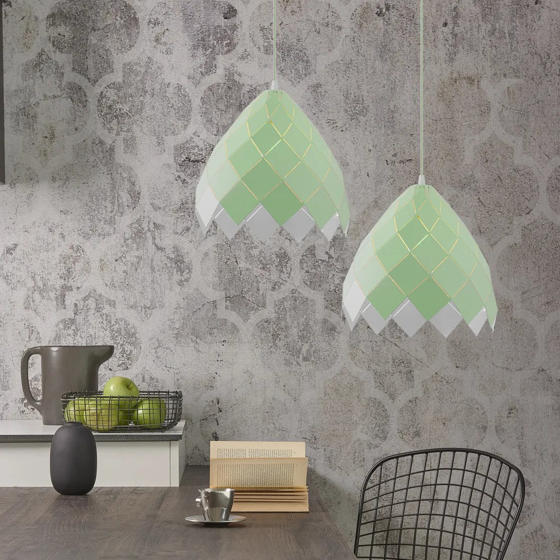 Lampa Sufitowa Wisząca Metalowa APP339-1CP Zielona 4