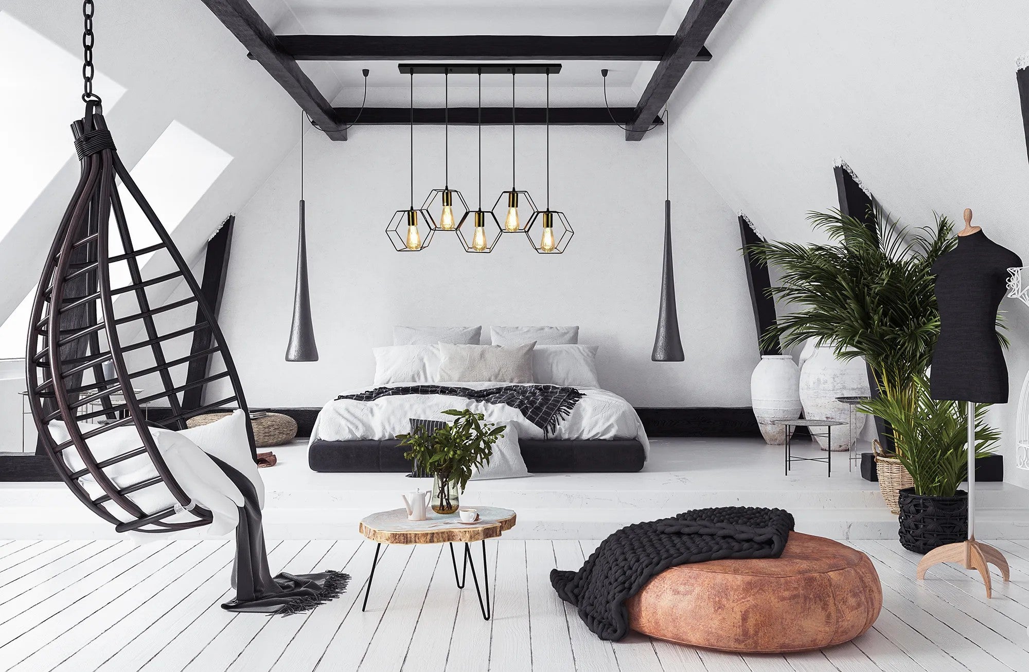 Lampa Wisząca APP1133-5CP Czarno Złota 4