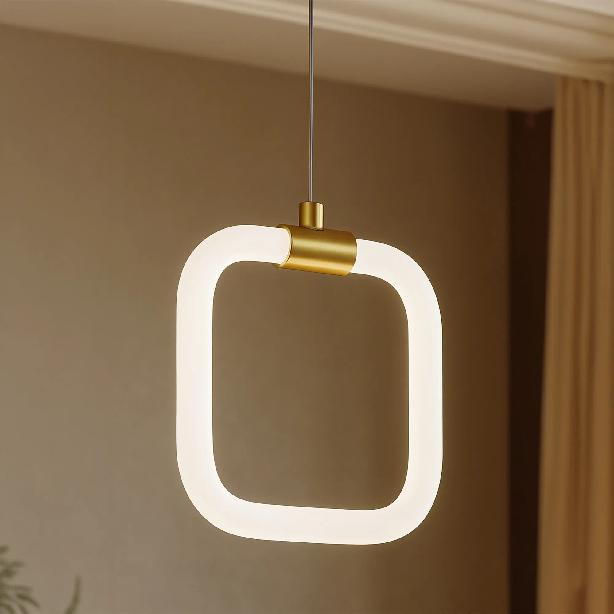 LAMPA SUFITOWA WISZĄCA LED LHJ057-CP1 ZŁOTA SZCZOTKOWANA 4
