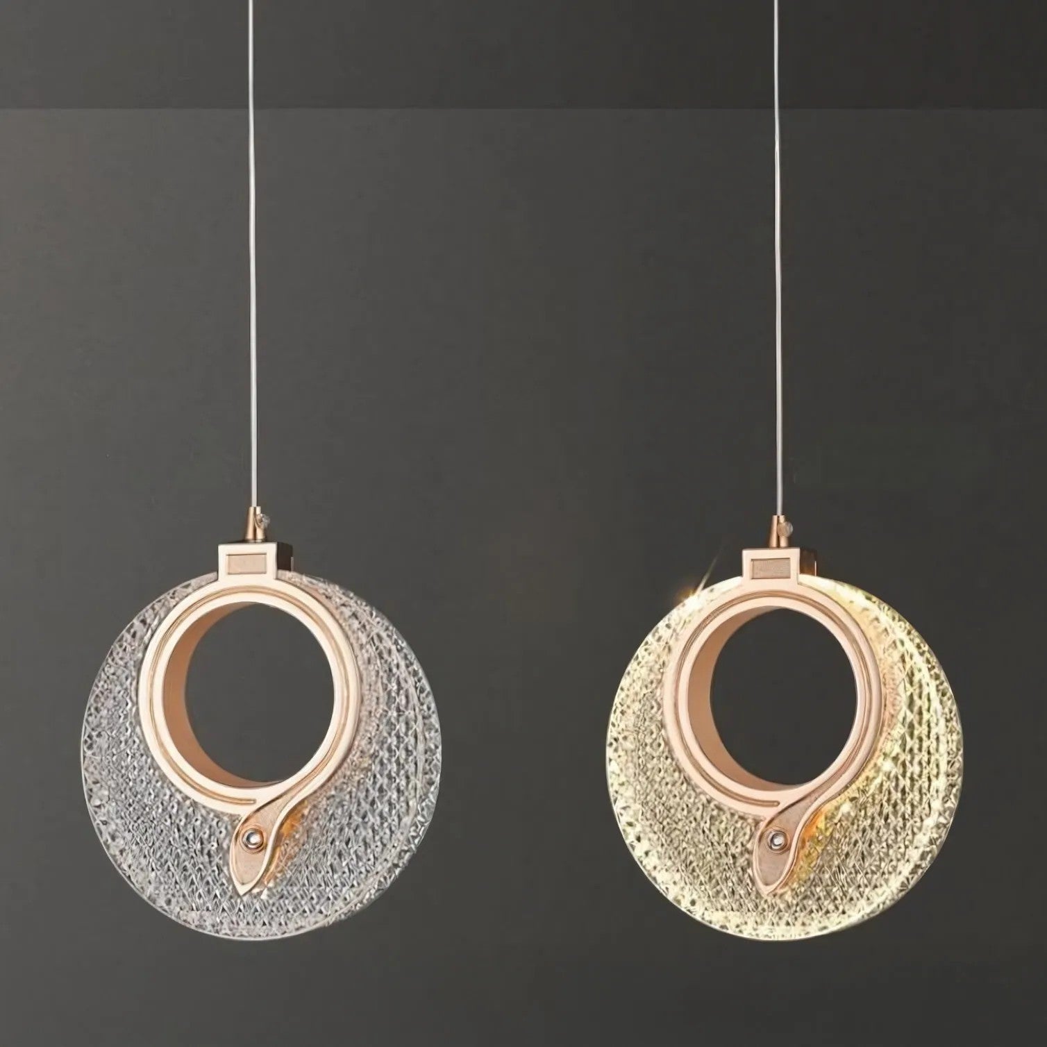 LAMPA WISZĄCA KRYSZTAŁOWA LED LHJ110-1CP JASNE RÓŻOWE ZŁOTO 4