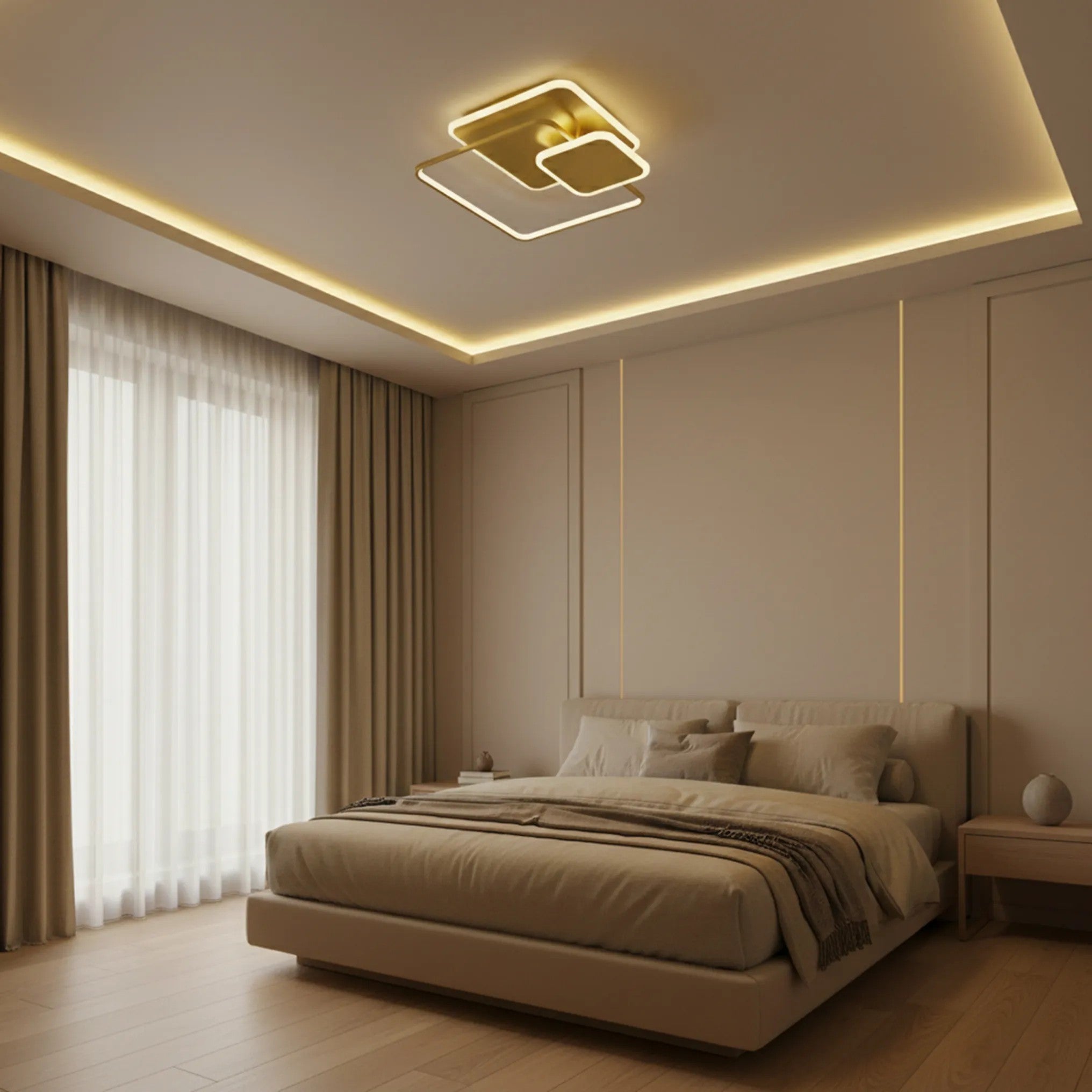 Lampa Sufitowa APP1713-C Plafon LED ZŁOTA + Pilot 4