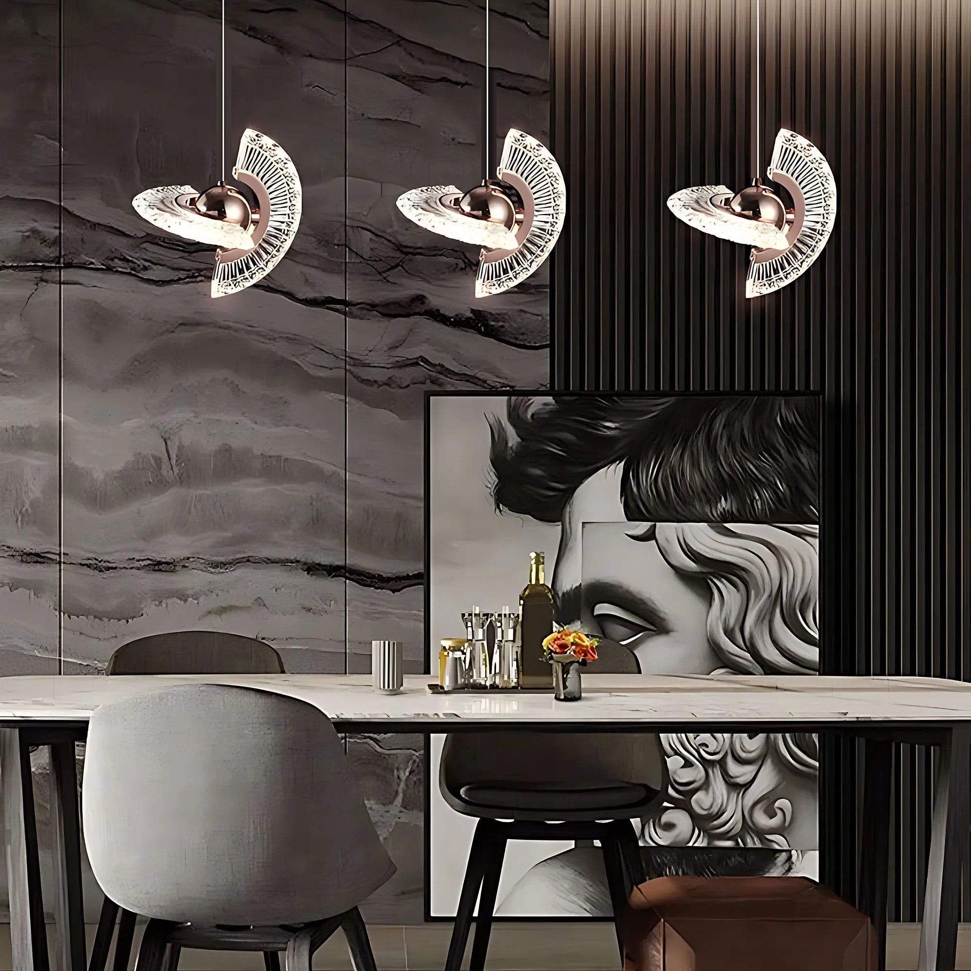 LAMPA SUFITOWA WISZĄCA LED LHJ108-2CP ZŁOTA 4