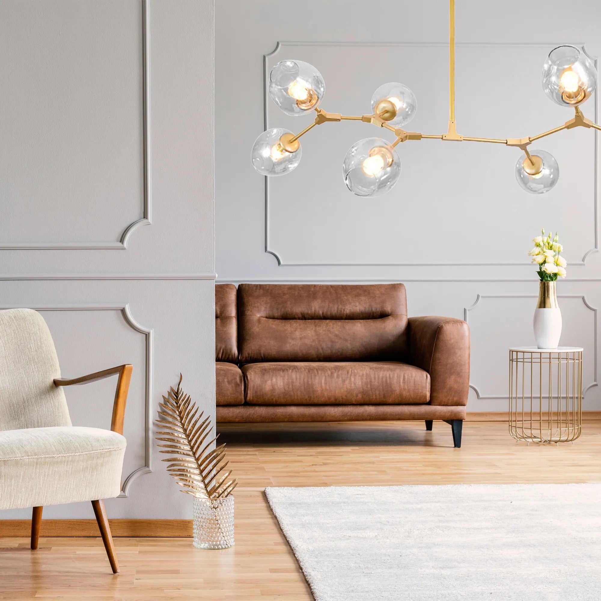 Lampa Wisząca Szklane Kule 7 Ramion APP507-7C Złota 4