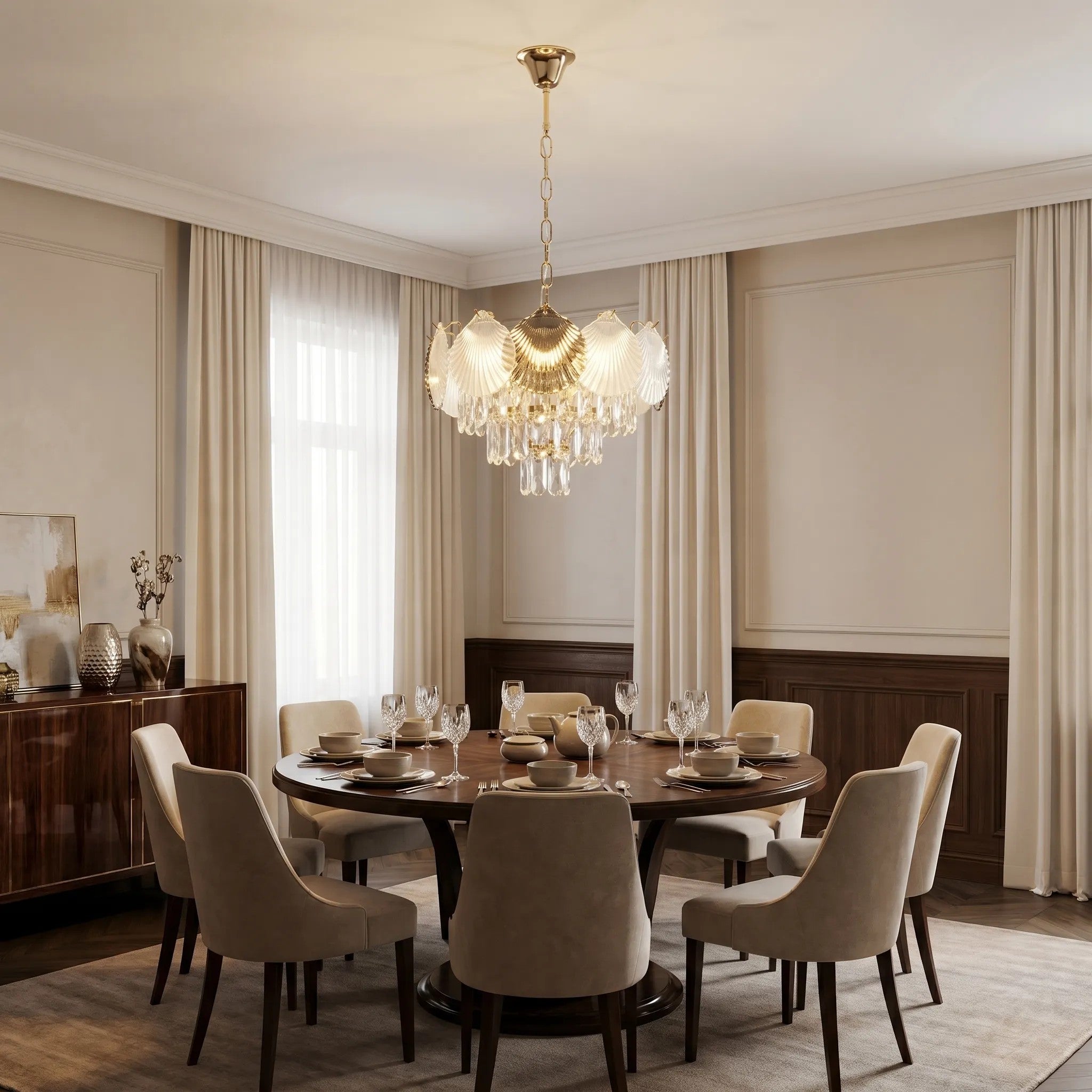 Lampa Wisząca Z Kryształami SWE083-CP 40cm Złota 4