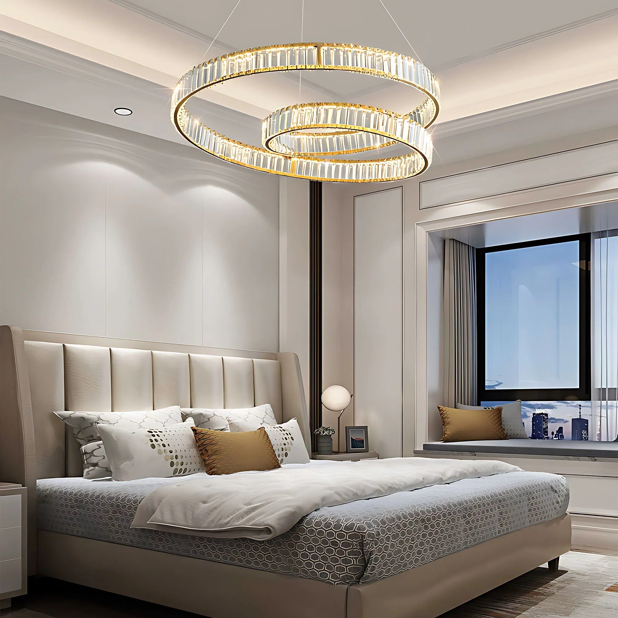 LAMPA SUFITOWA WISZĄCA LED APP1767-CP ZŁOTA 4