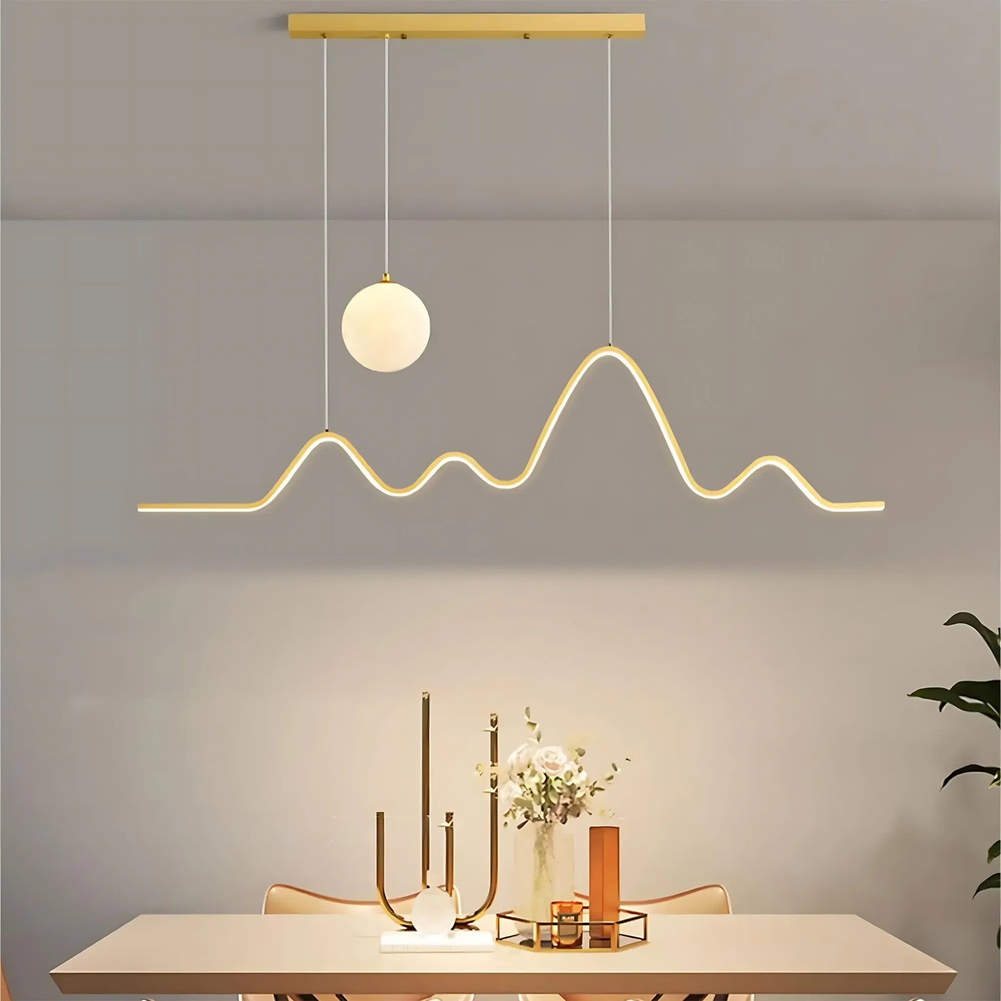 Lampa WISZĄCA LED LHJ034-CP 120 Cm ZŁOTA SZCZOTKOWANA 4
