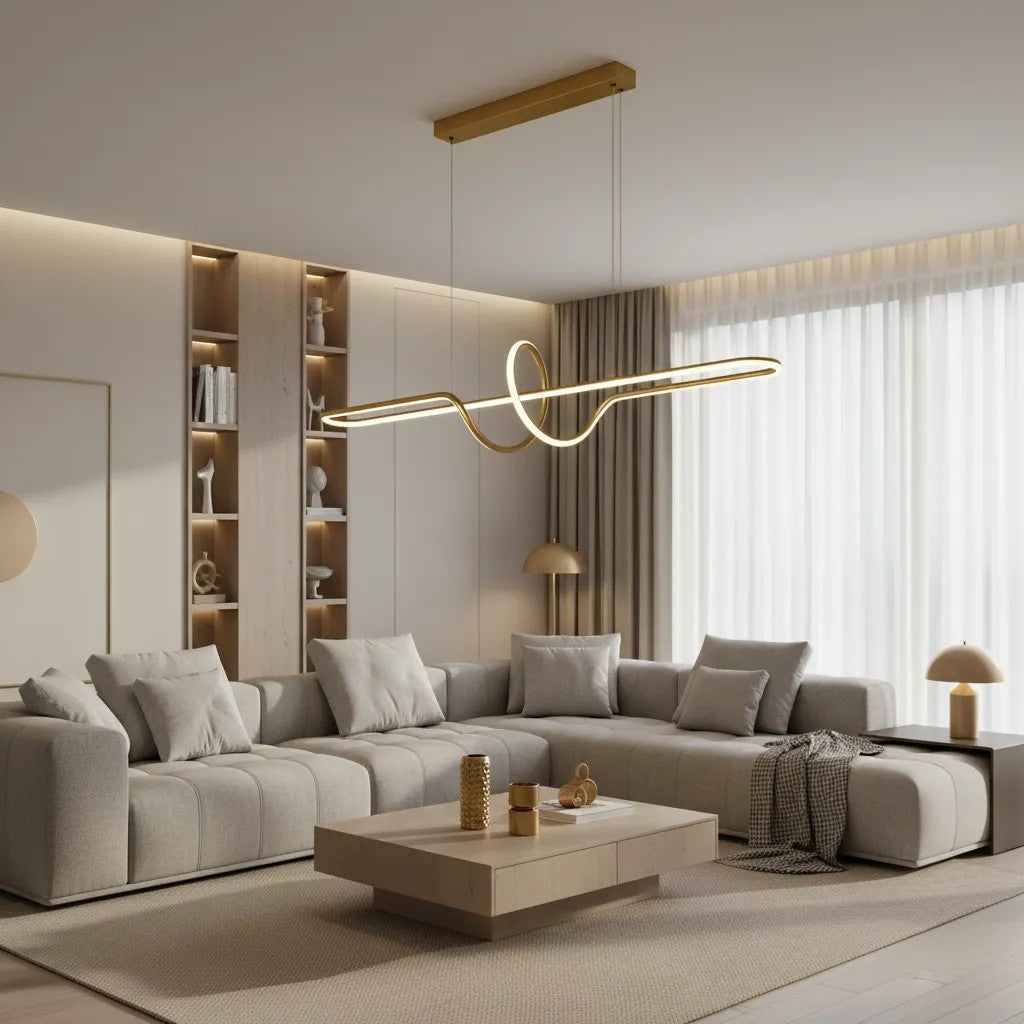 LAMPA SUFITOWA WISZĄCA LED LHJ038-CP ZŁOTA SZCZOTKOWANA 4
