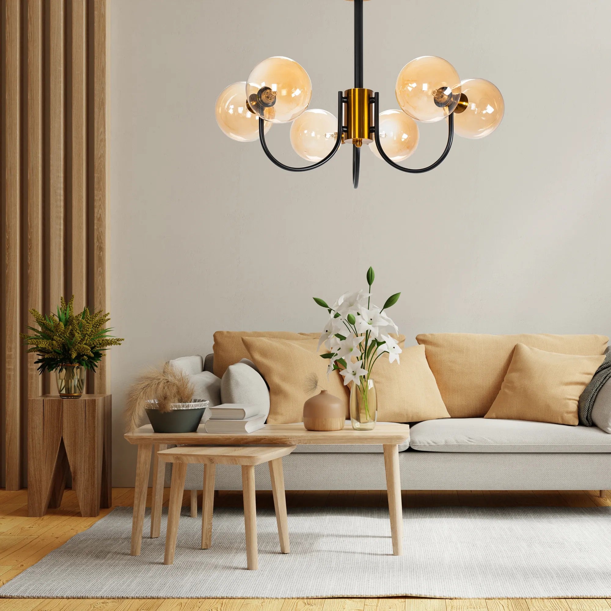 Lampa Sufitowa Wisząca Szklana APP1120-6CP Złota 4