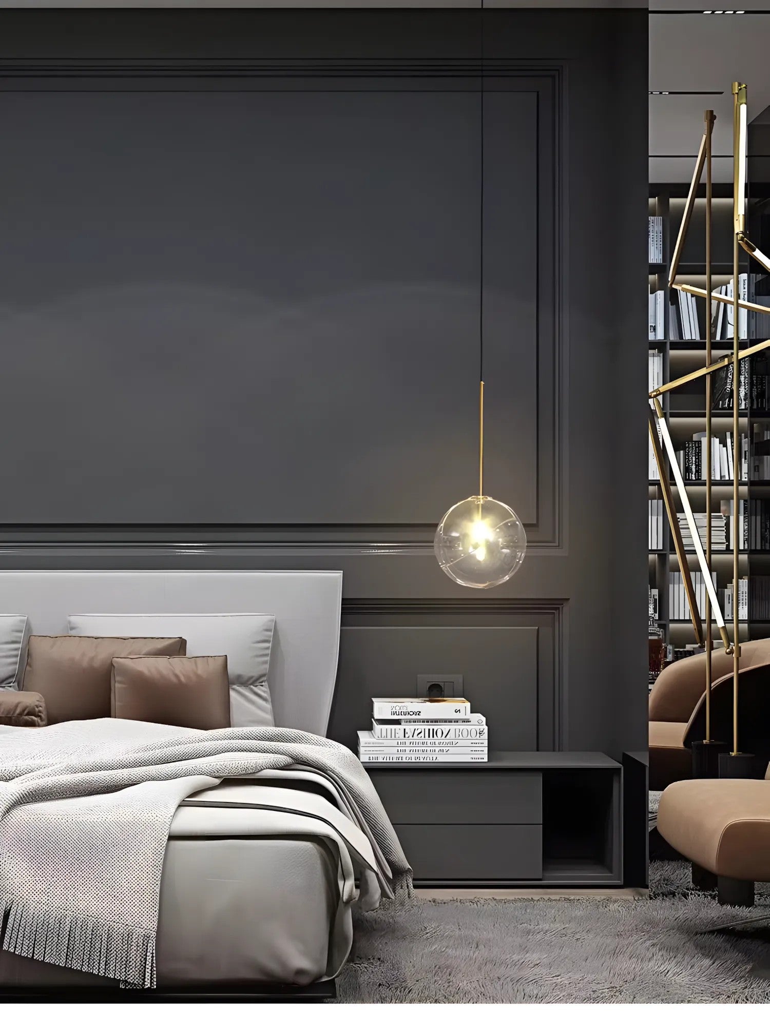 Lampa Sufitowa Wisząca Szklana Kula ZŁOTA 20cm APP1683-1CP 4
