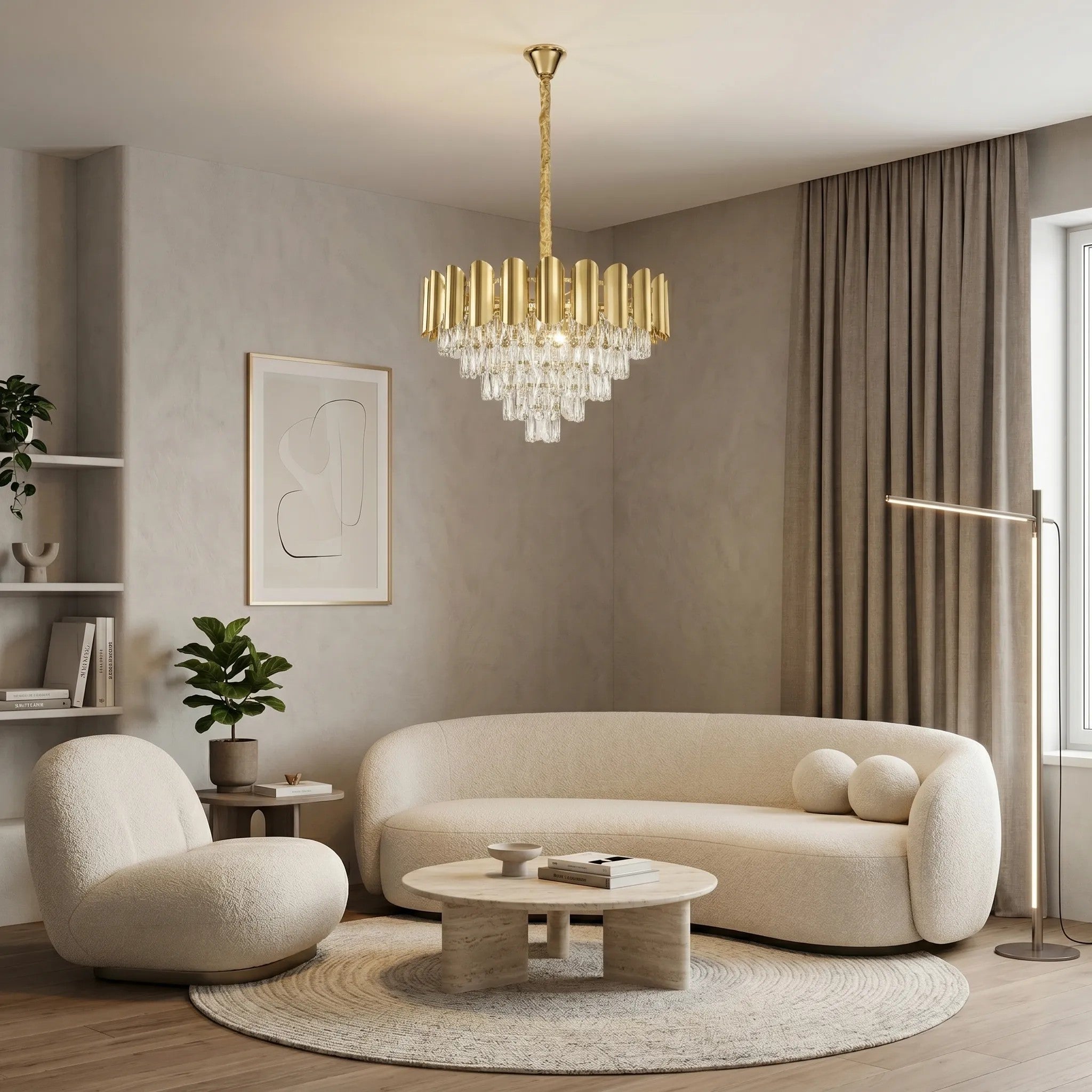 Lampa Wisząca Z Kryształami SWE100-CP 60cm Złota 4