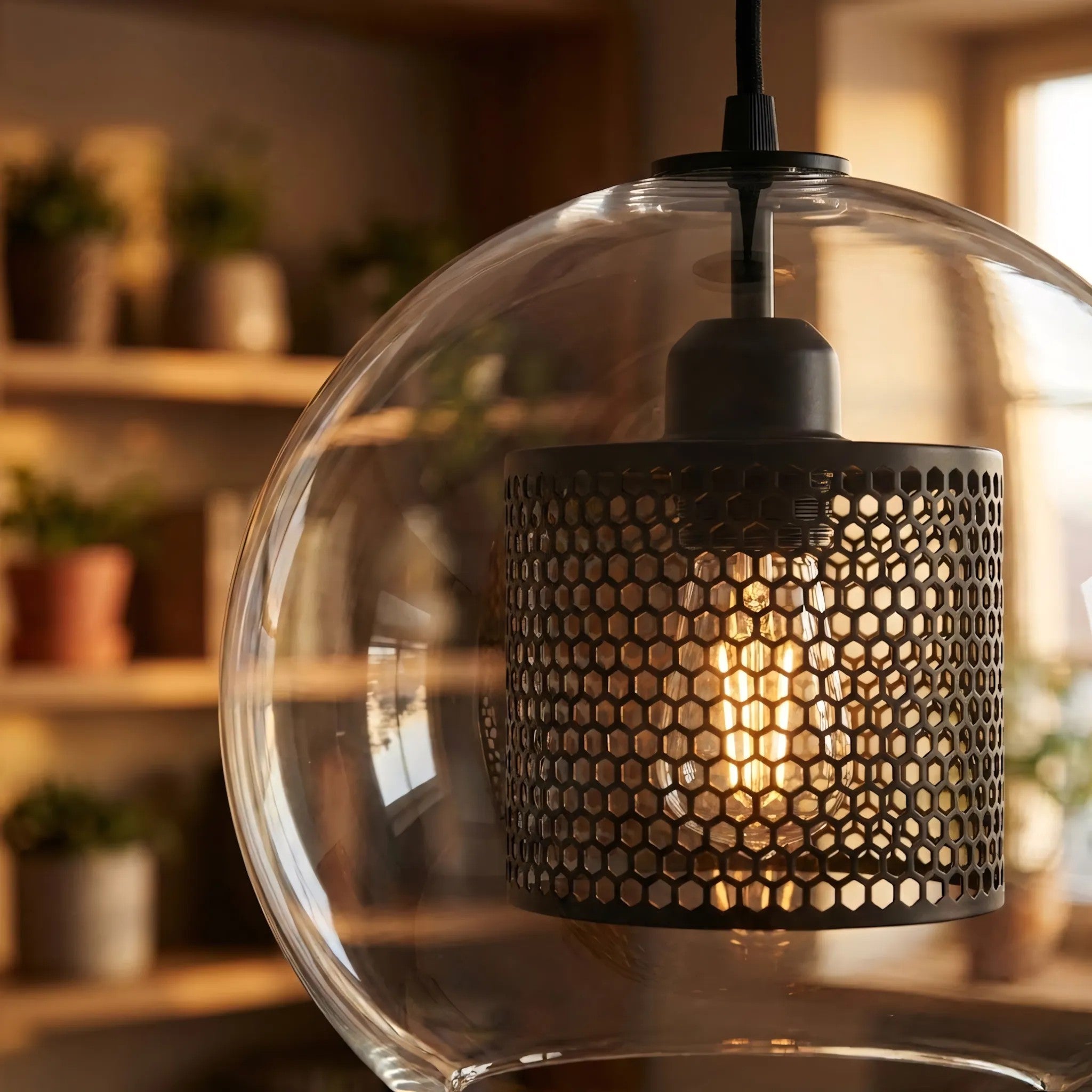 Lampa Wisząca Szklana Loft APP558-1CP 25cm Czarna 4