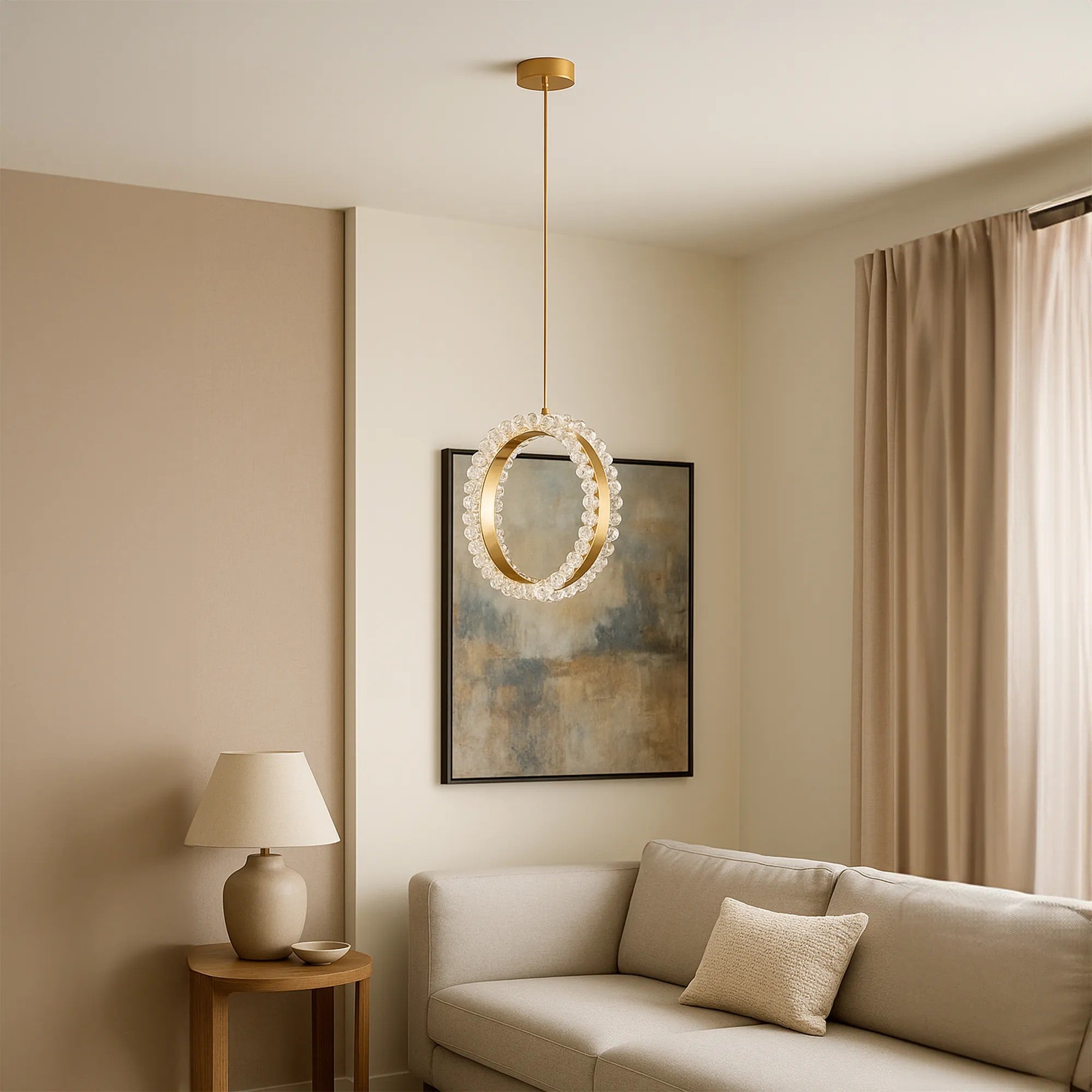 LAMPA SUFITOWA WISZĄCA LED LHJ098-CP ZŁOTA 4