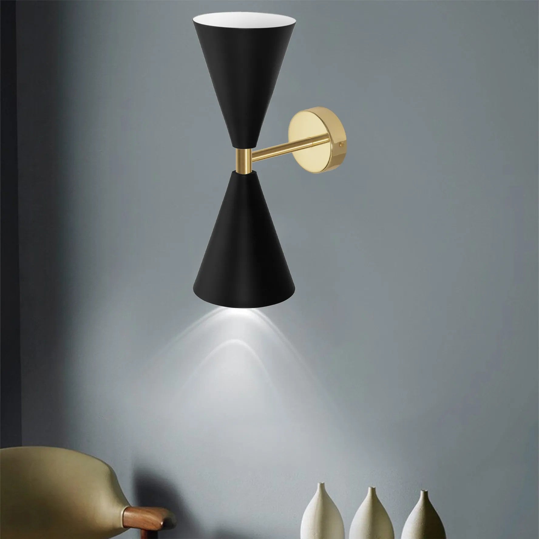 LAMPA ŚCIENNA KINKIET APP1140-2W Czarno-złota 4