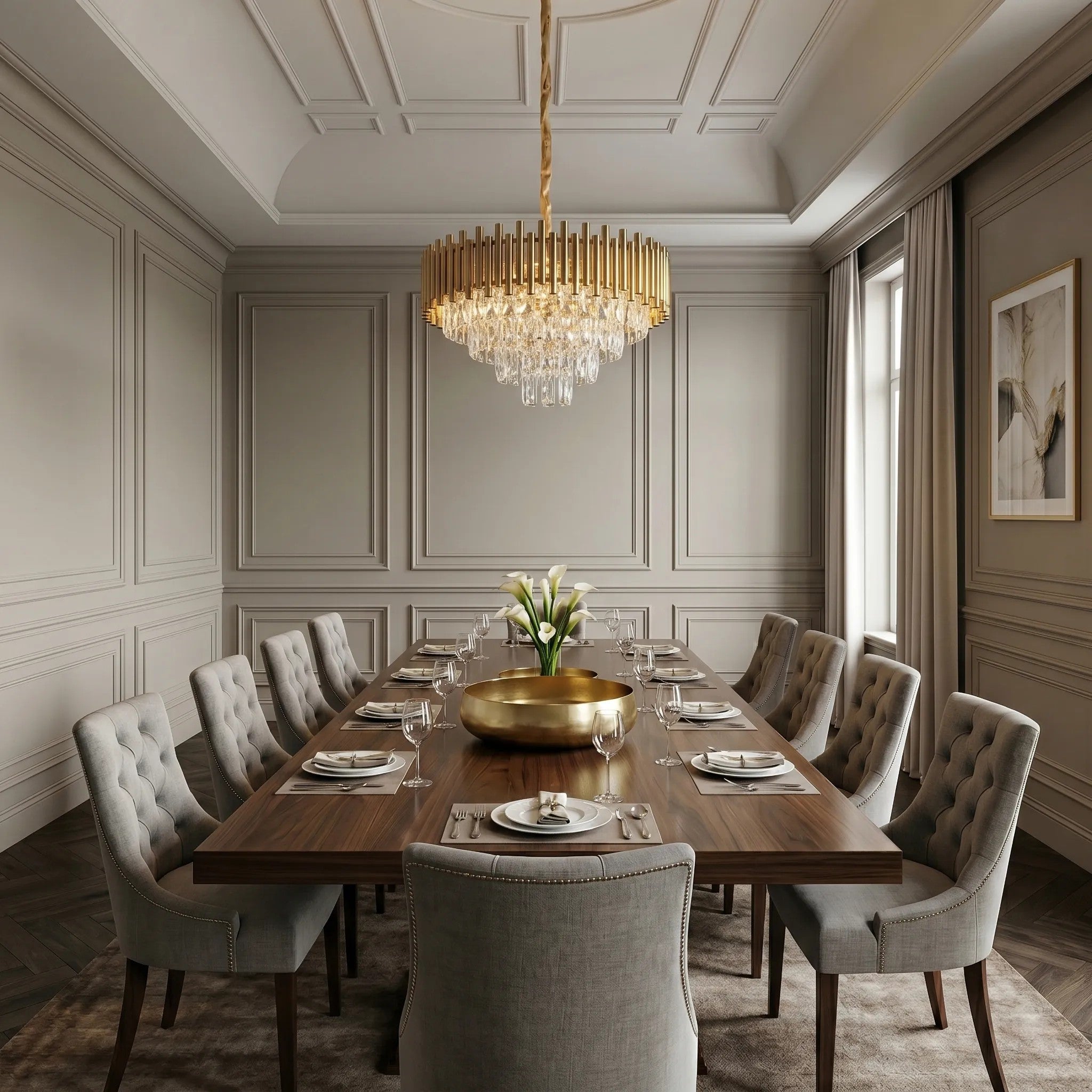 Lampa Wisząca Z Kryształami SWE103-CP Złota 4