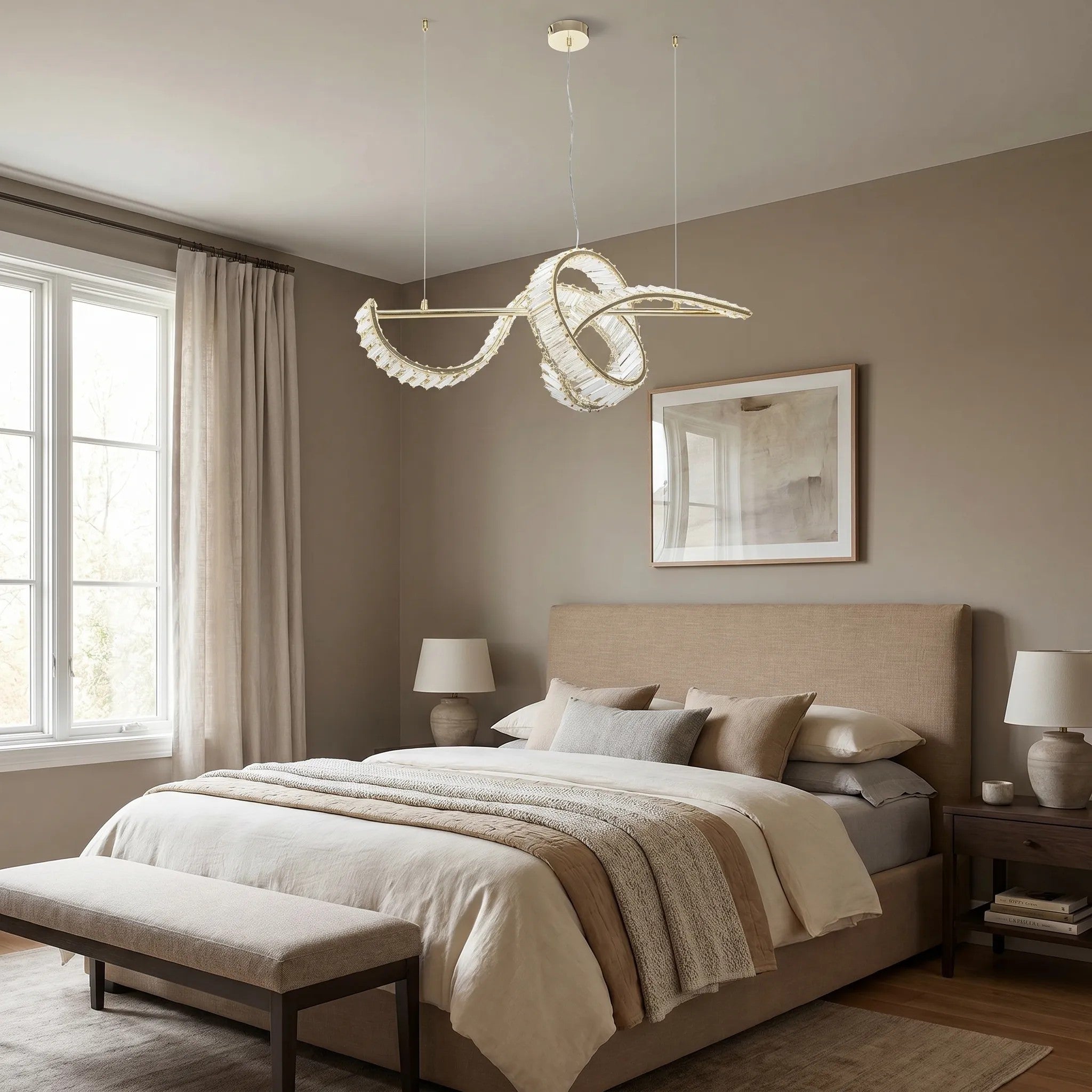 LAMPA SUFITOWA WISZĄCA KRYSZTAŁOWA LED SWE082-CP ZŁOTA 4