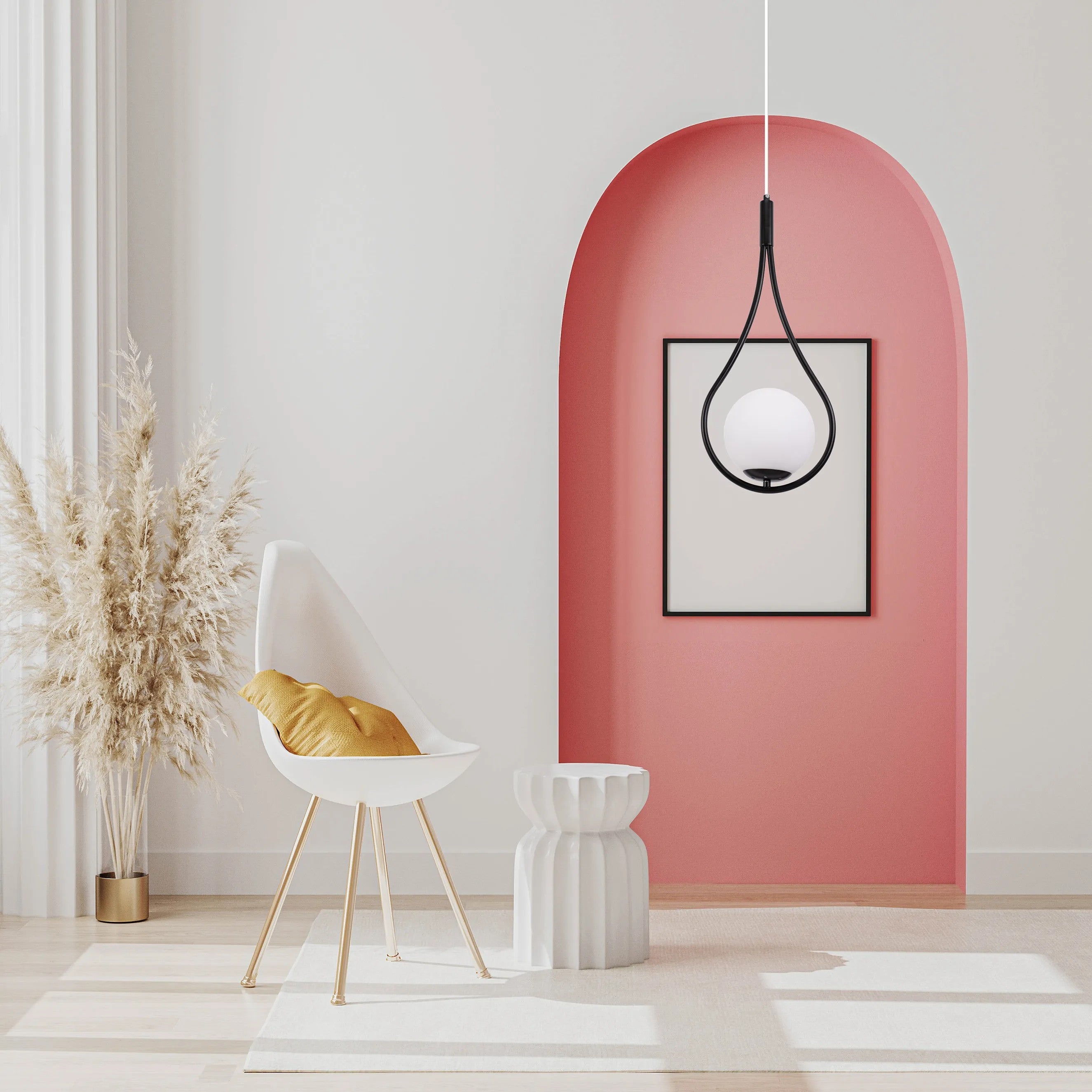 LAMPA WISZĄCA SZKLANA KULA G111-1W CZARNA E27 4